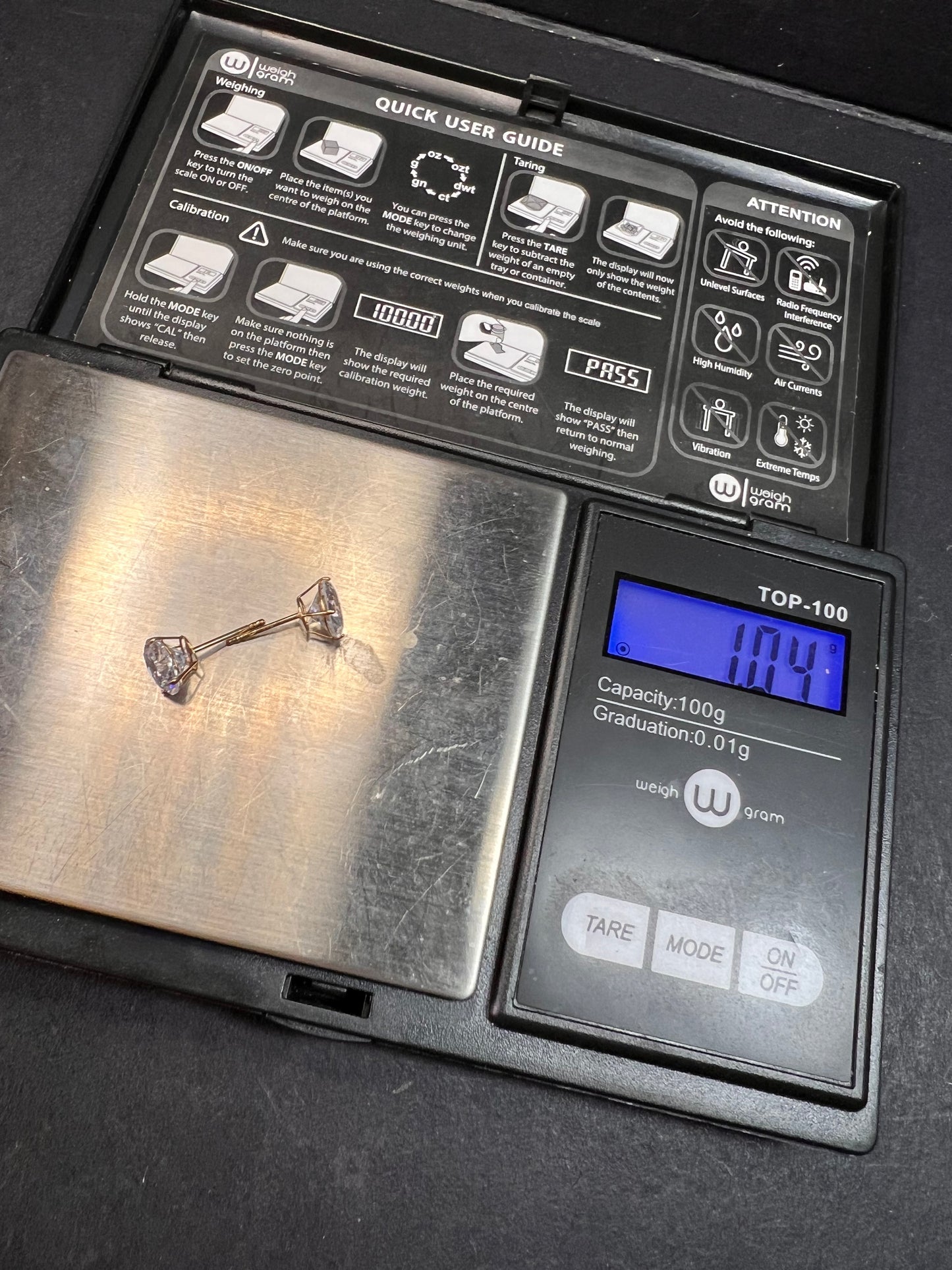 NEW 14k gold 7mm CZ stud earrings