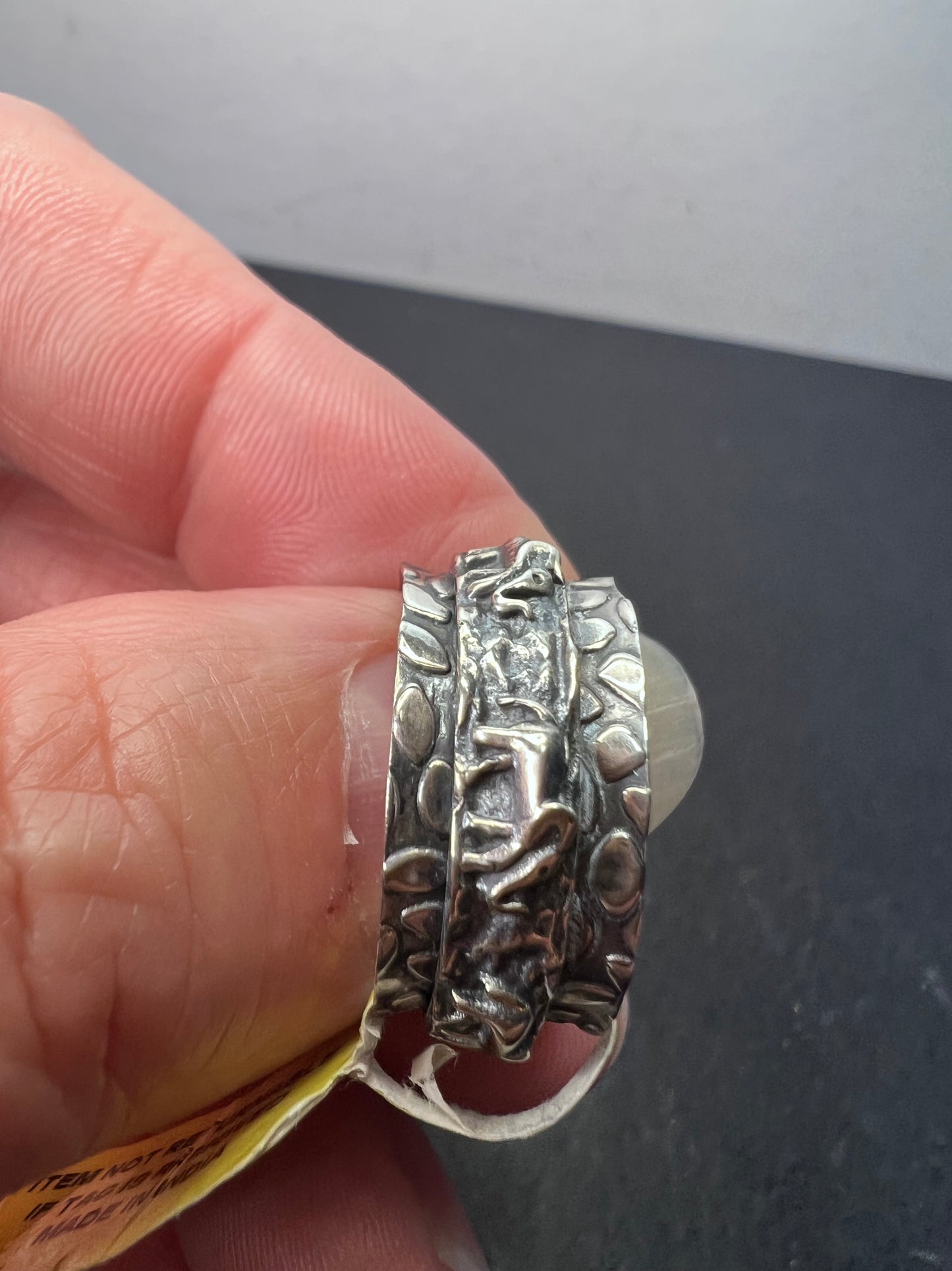 *NEW* Sterling silver elephants spinner band ring size 8