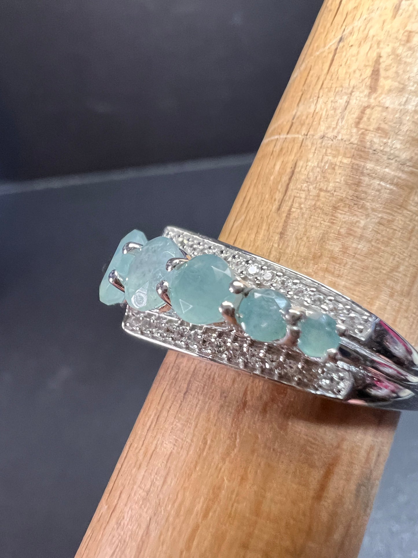 NEW Grandidierite and zircon sterling silver ring size 8