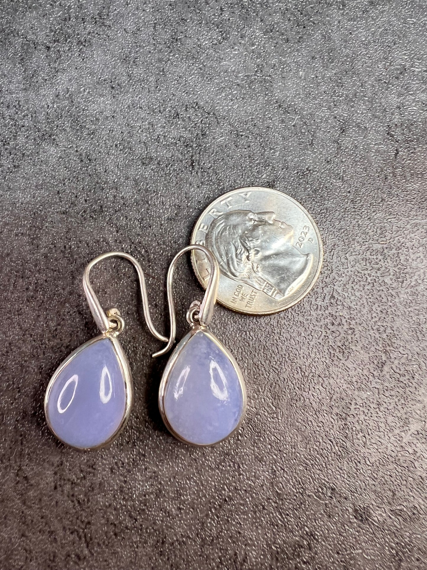 NEW Blue chalcedony sterling silver drop earrings 8.61 grams