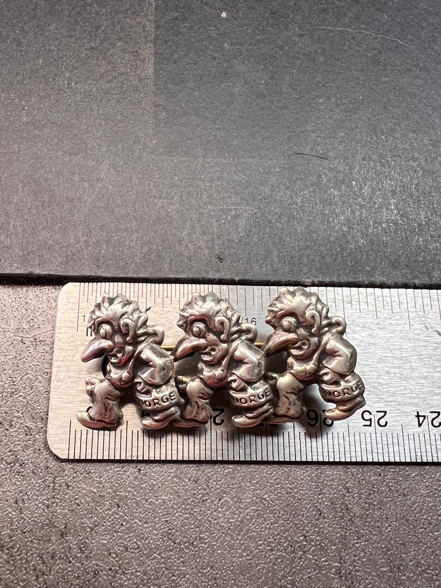 Rare vintage sterling silver Norwegian Norge troll brooch