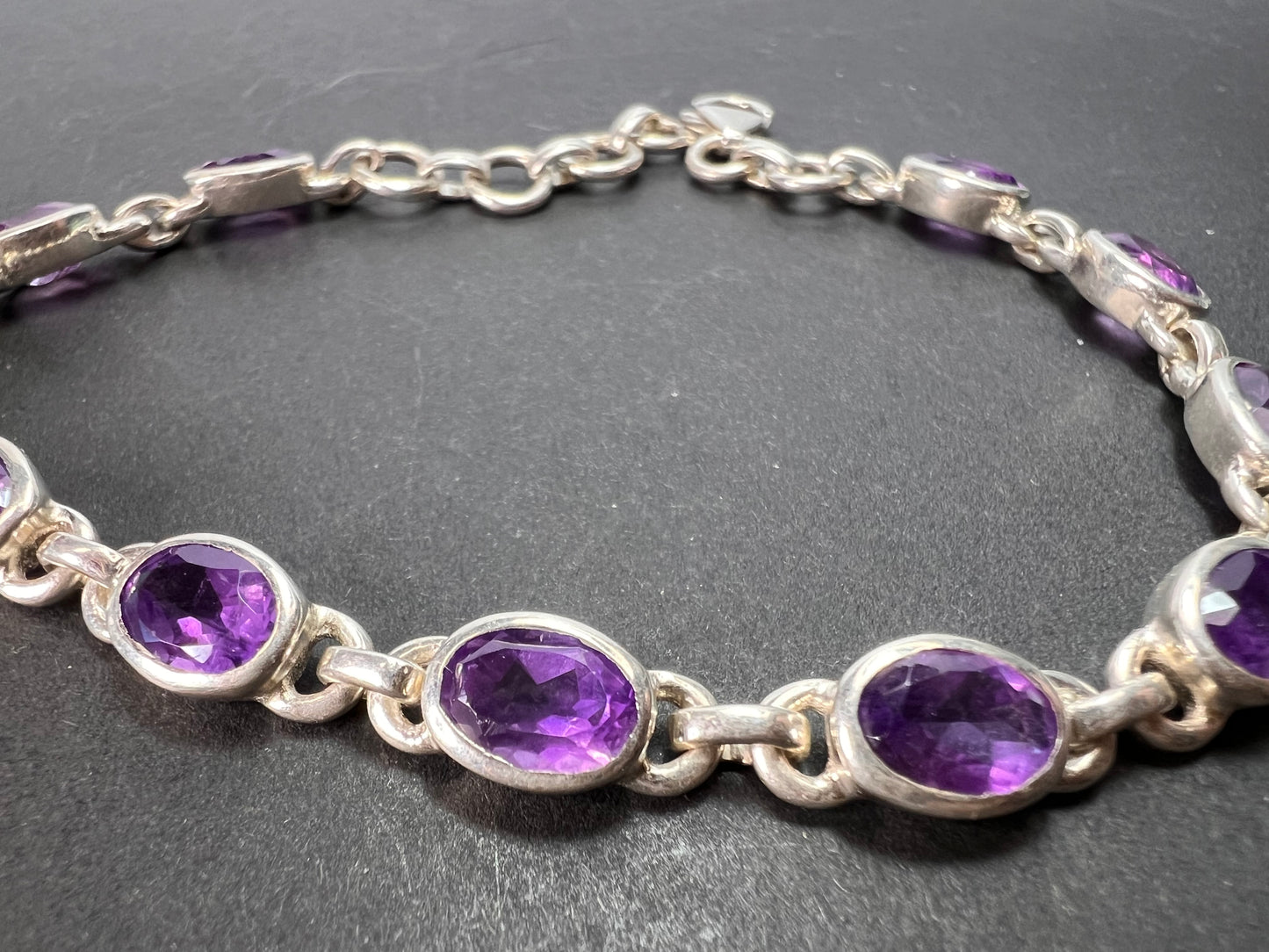 NEW sterling silver amethyst link bracelet