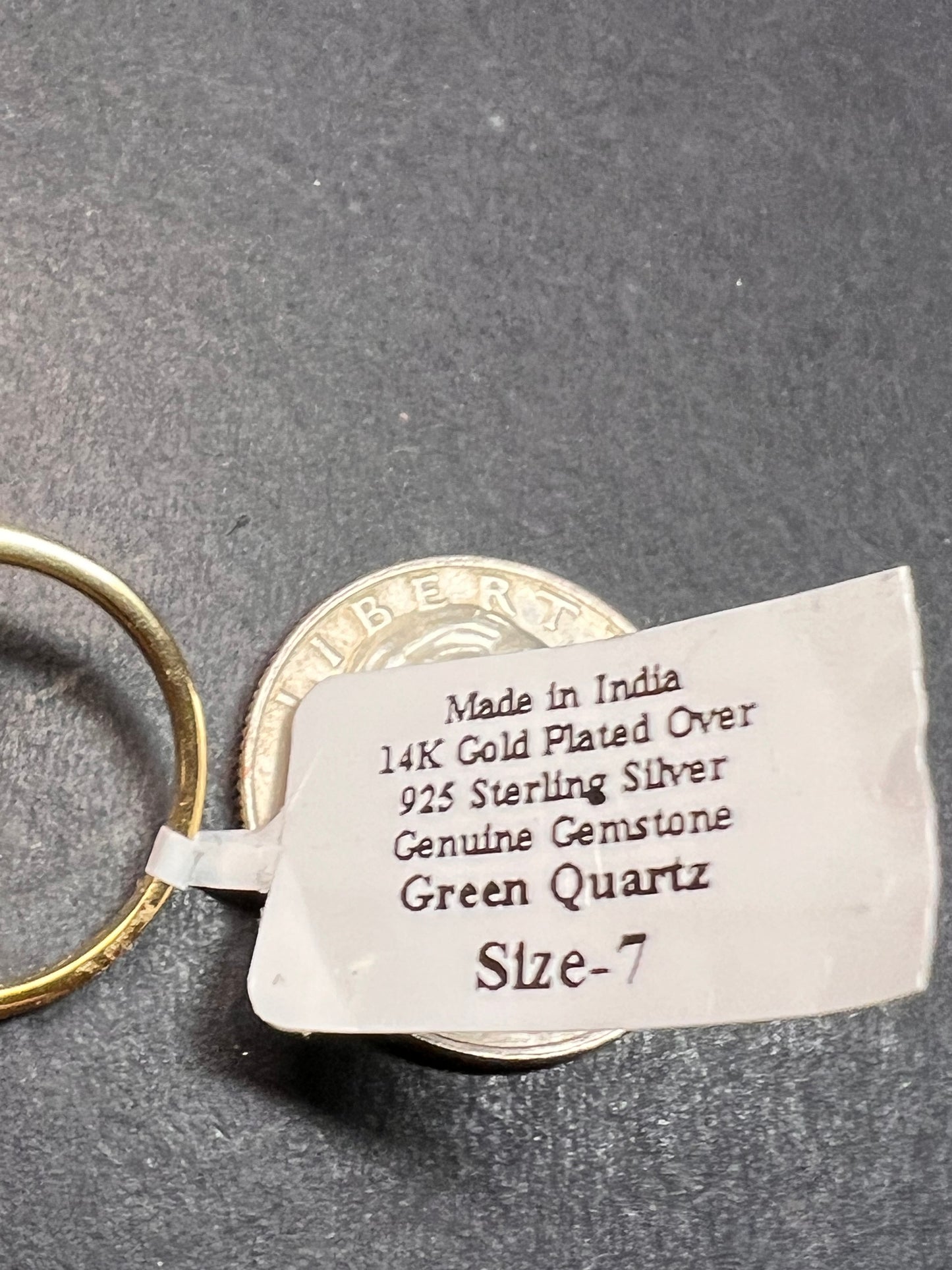 NEW Mystic Quartz ring in gold over sterling silver size 7