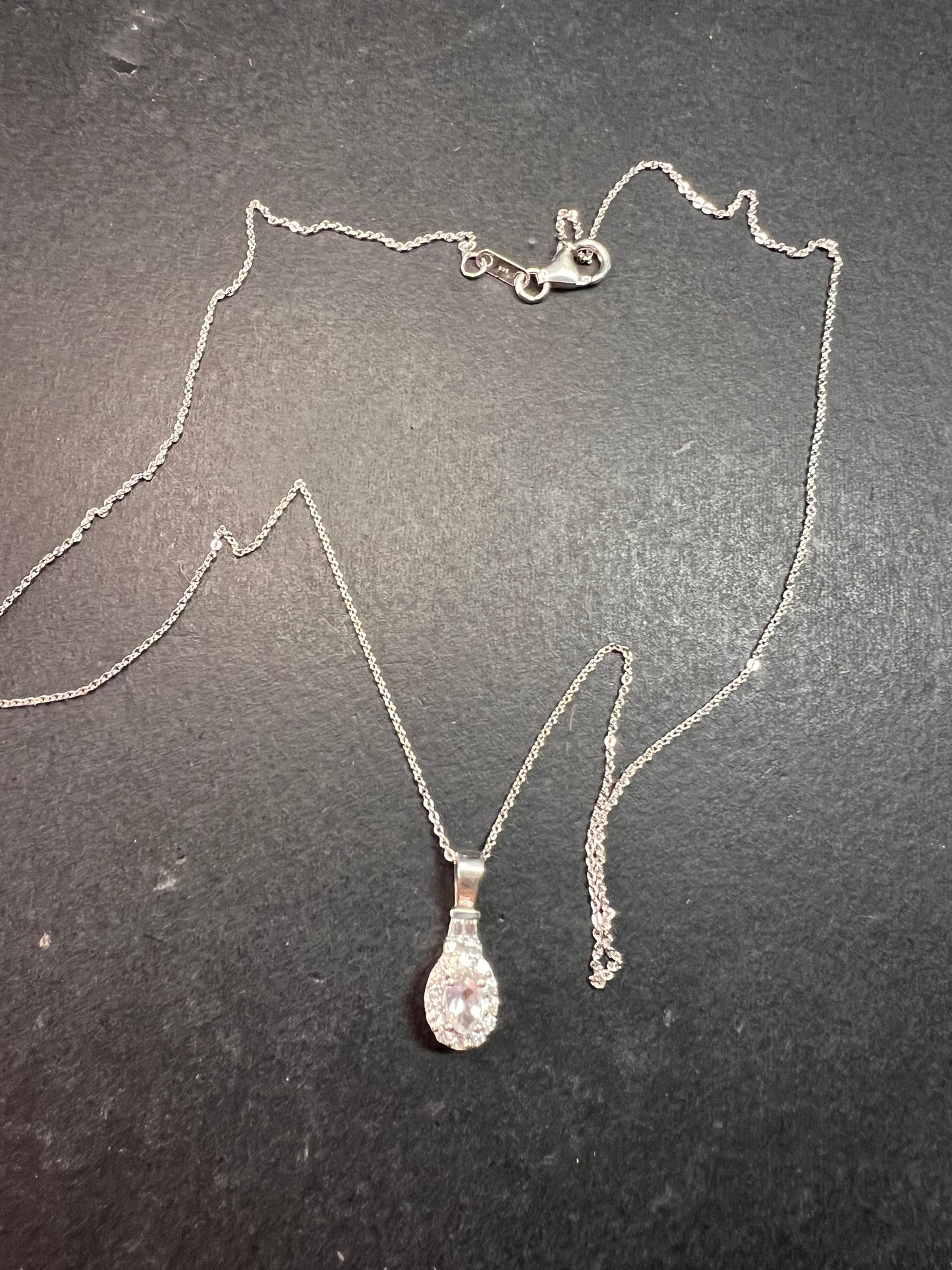 NEW gemmy moonstone and moissanite halo pendant in rhodium over sterling silver