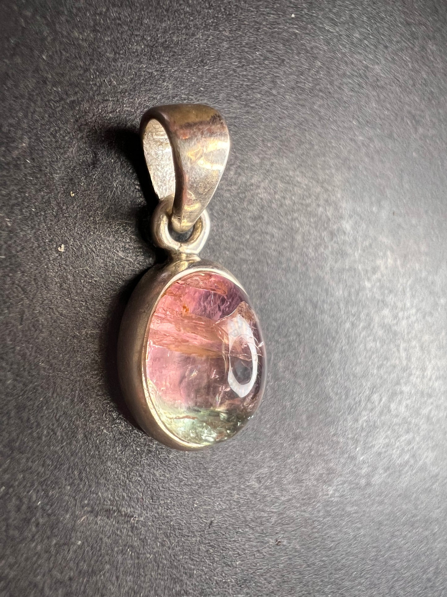 NEW Pink, lilac, blue tri tourmaline sterling silver pendant 1.79 grams