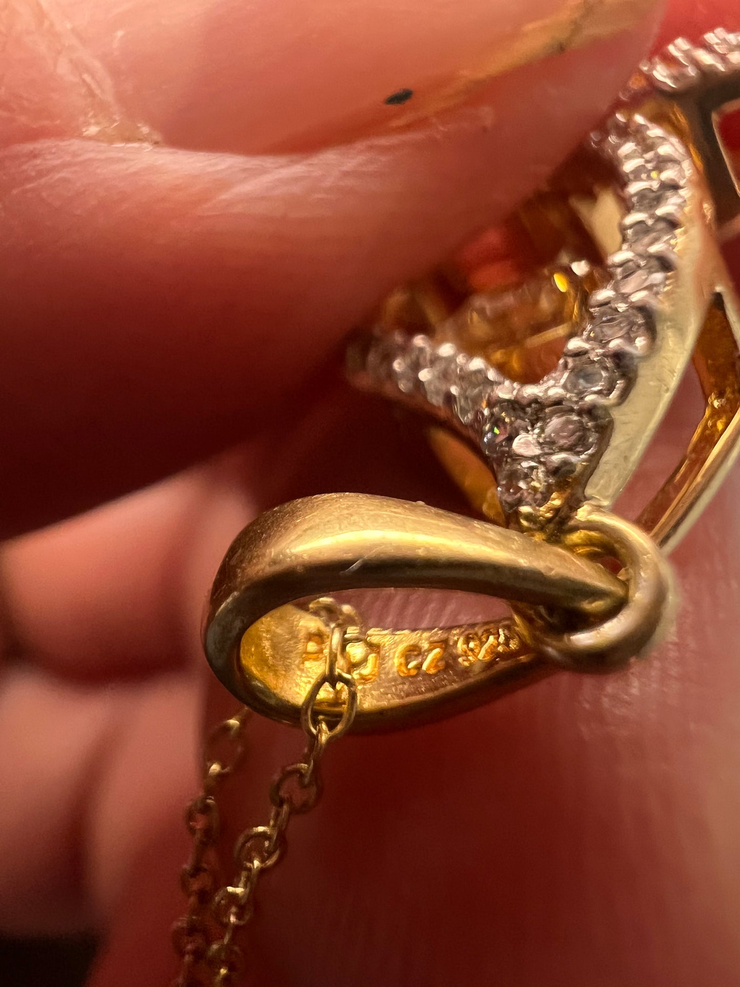 Butterfly CZ pendant in YG over sterling silver with 18 inch chain