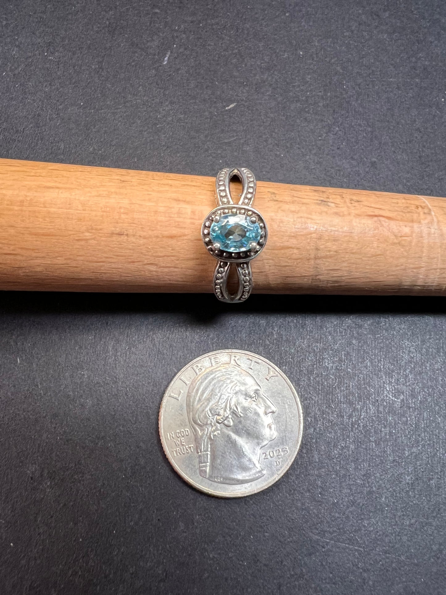 Blue topaz sterling silver ring size 9