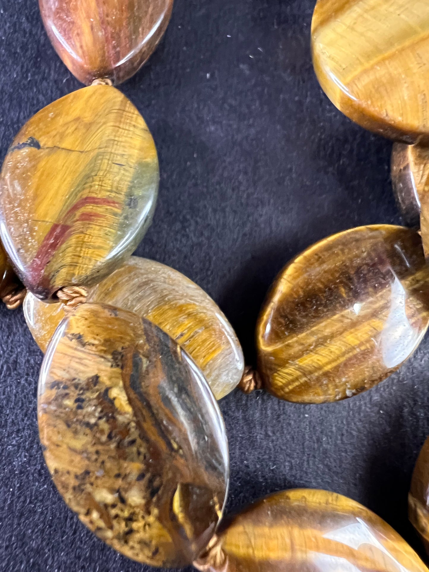 NEW Tigers eye knotted 18 inch necklace with sterling silver clasp