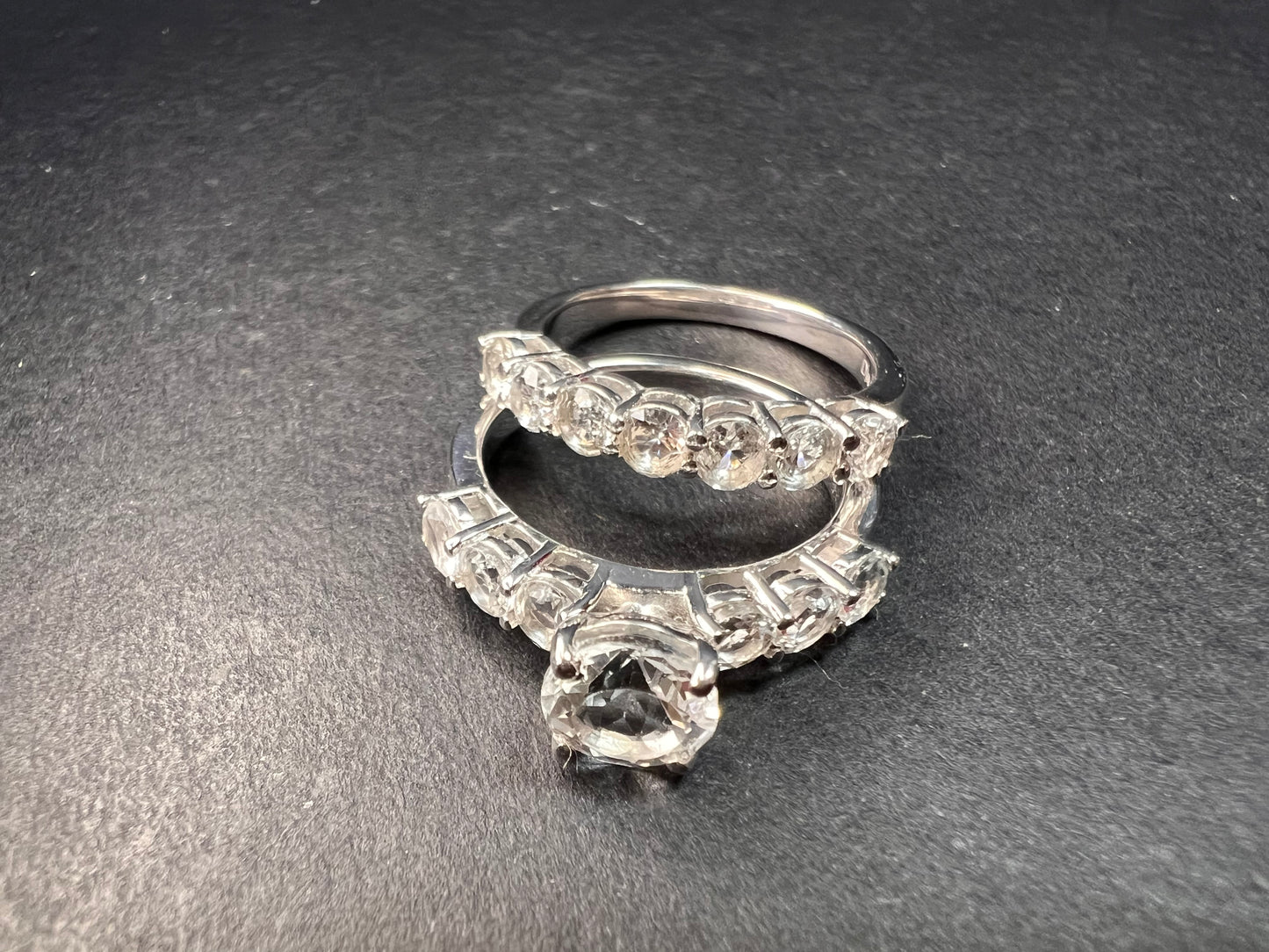 NEW White topaz stackable ring set in platinum over sterling silver size 5