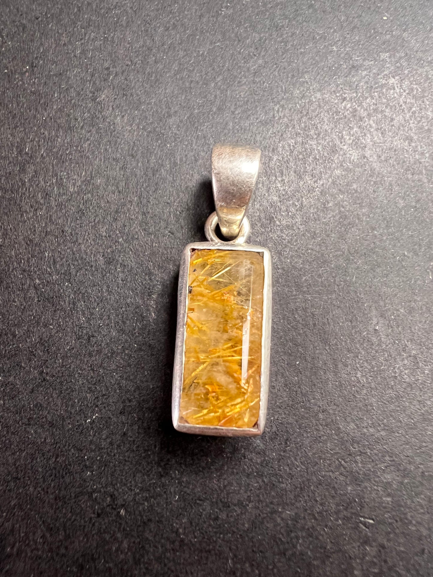 NEW Golden rutile quartz gemstone sterling silver pendant 3 grams