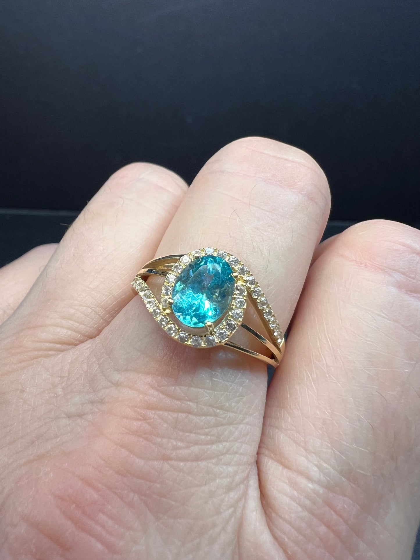 14k gold Paraiba apatite ring size 9