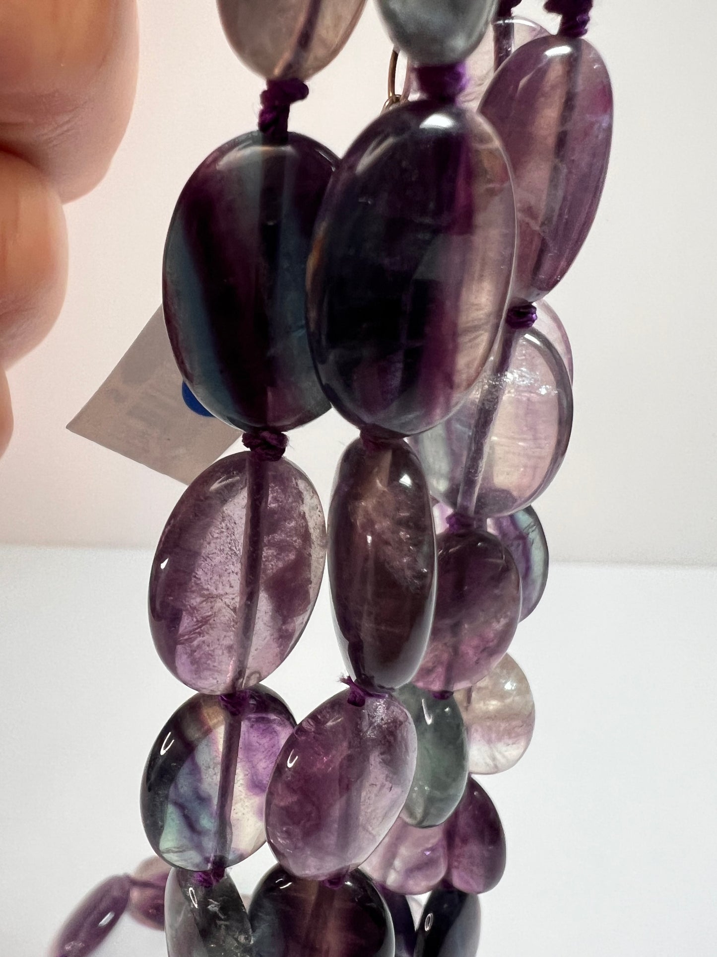 NEW Nate & Etan Fluorite double strand knotted necklace with sterling silver clasp