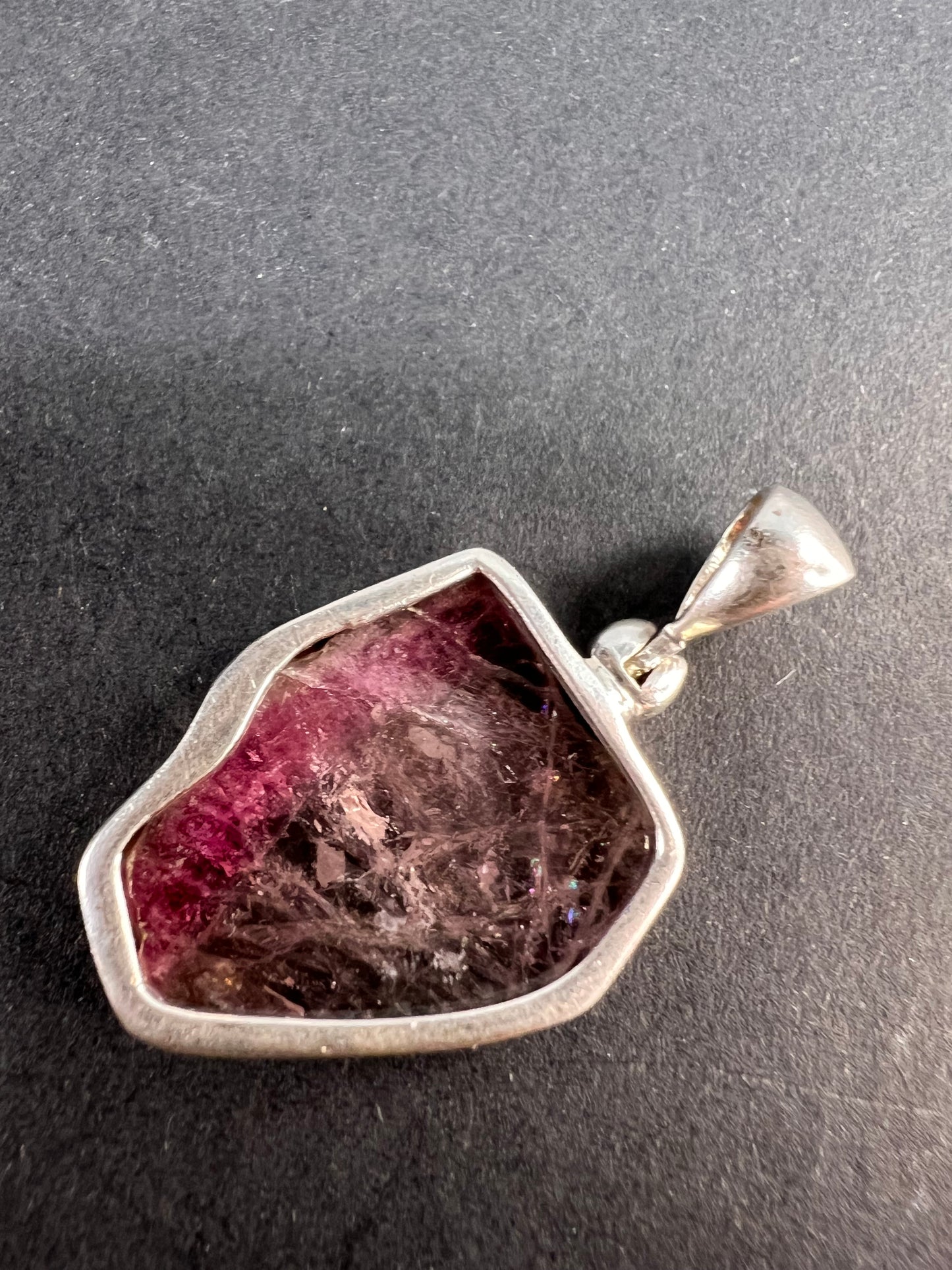 NEW Pink bi color tourmaline sterling silver pendant 2.79 grams