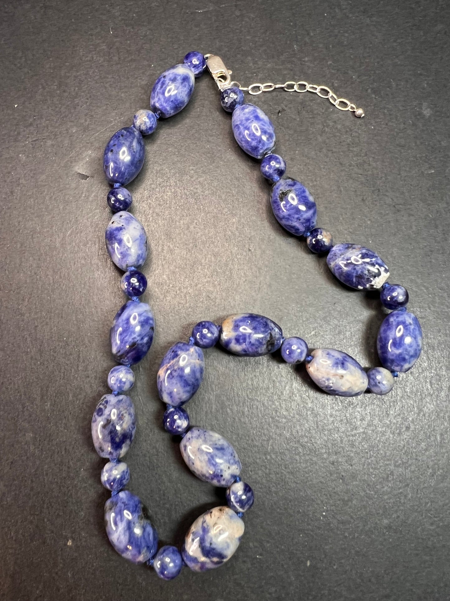 NEW sodalite necklace and bracelet with sterling silver clasp