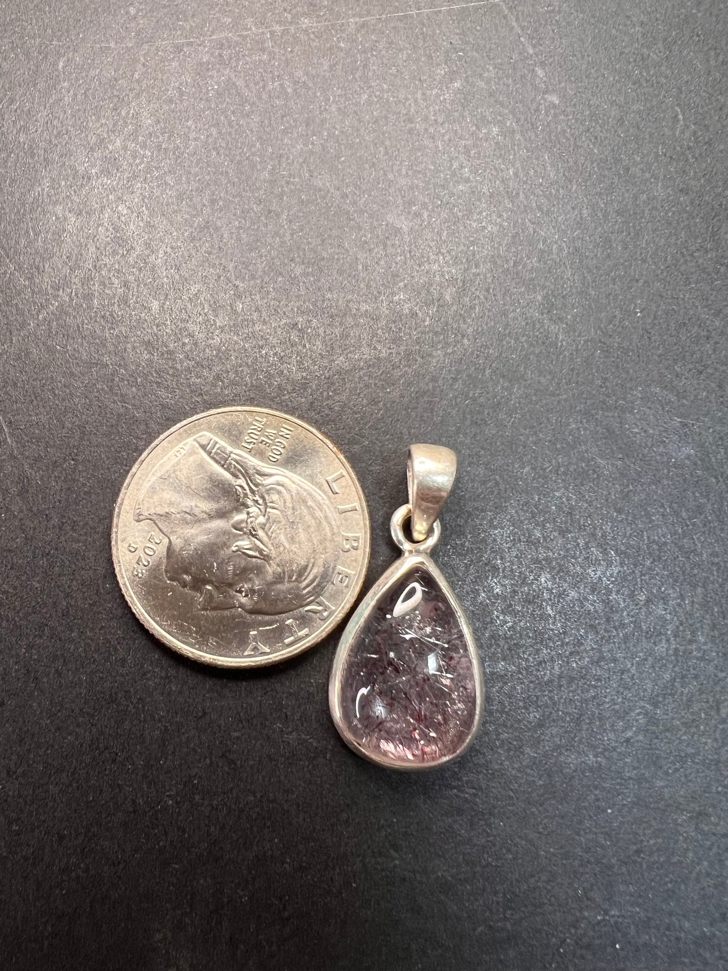 NEW Lepidocrocite super 7 sterling silver teardrop pendant 3.31 grams