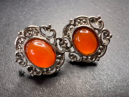 Carnelian stainless steel stud earrings
