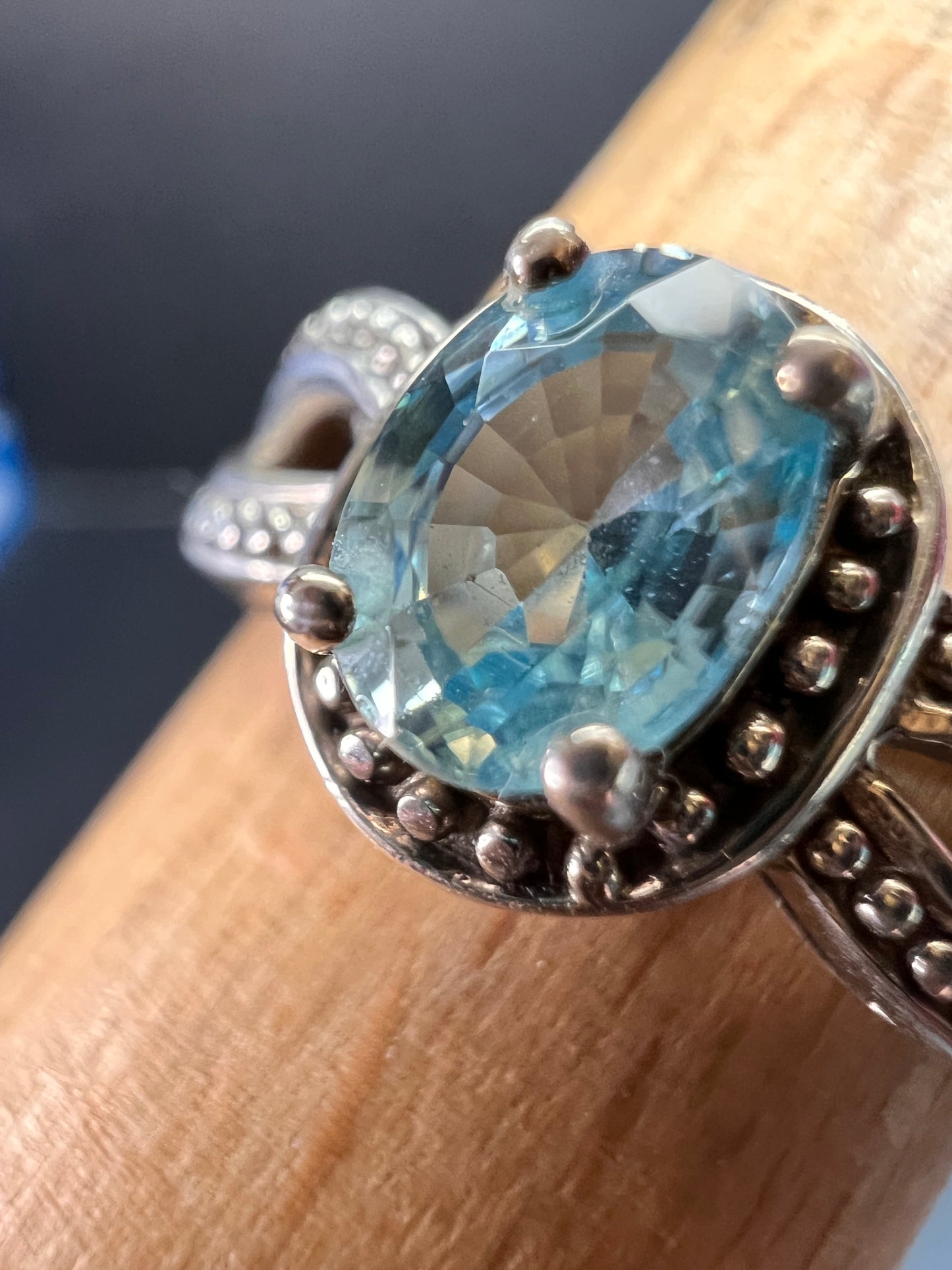 Blue topaz sterling silver ring size 9