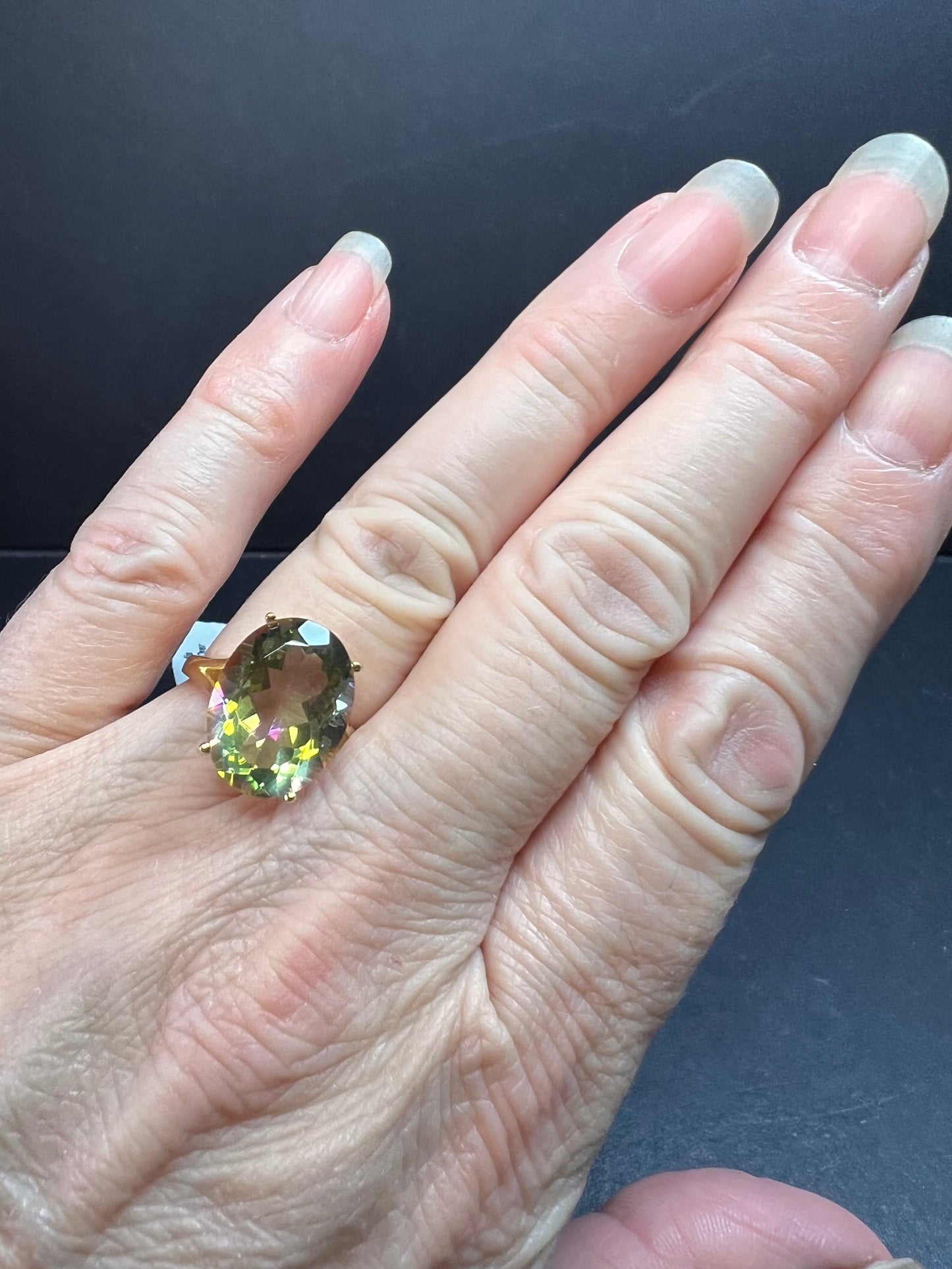 NEW Mystic Quartz ring in gold over sterling silver size 7