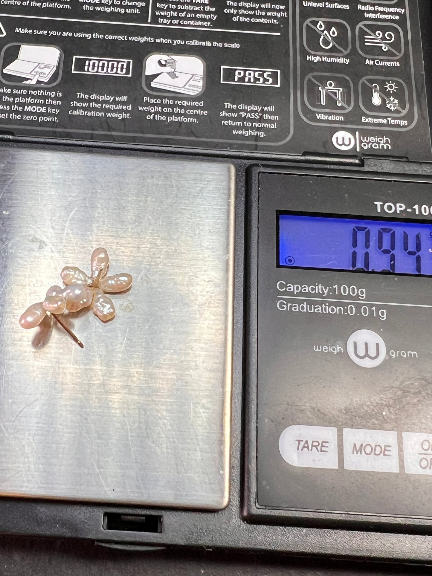 Vintage 14K Gold Freshwater Pearl Flower Stud Earrings No Backs