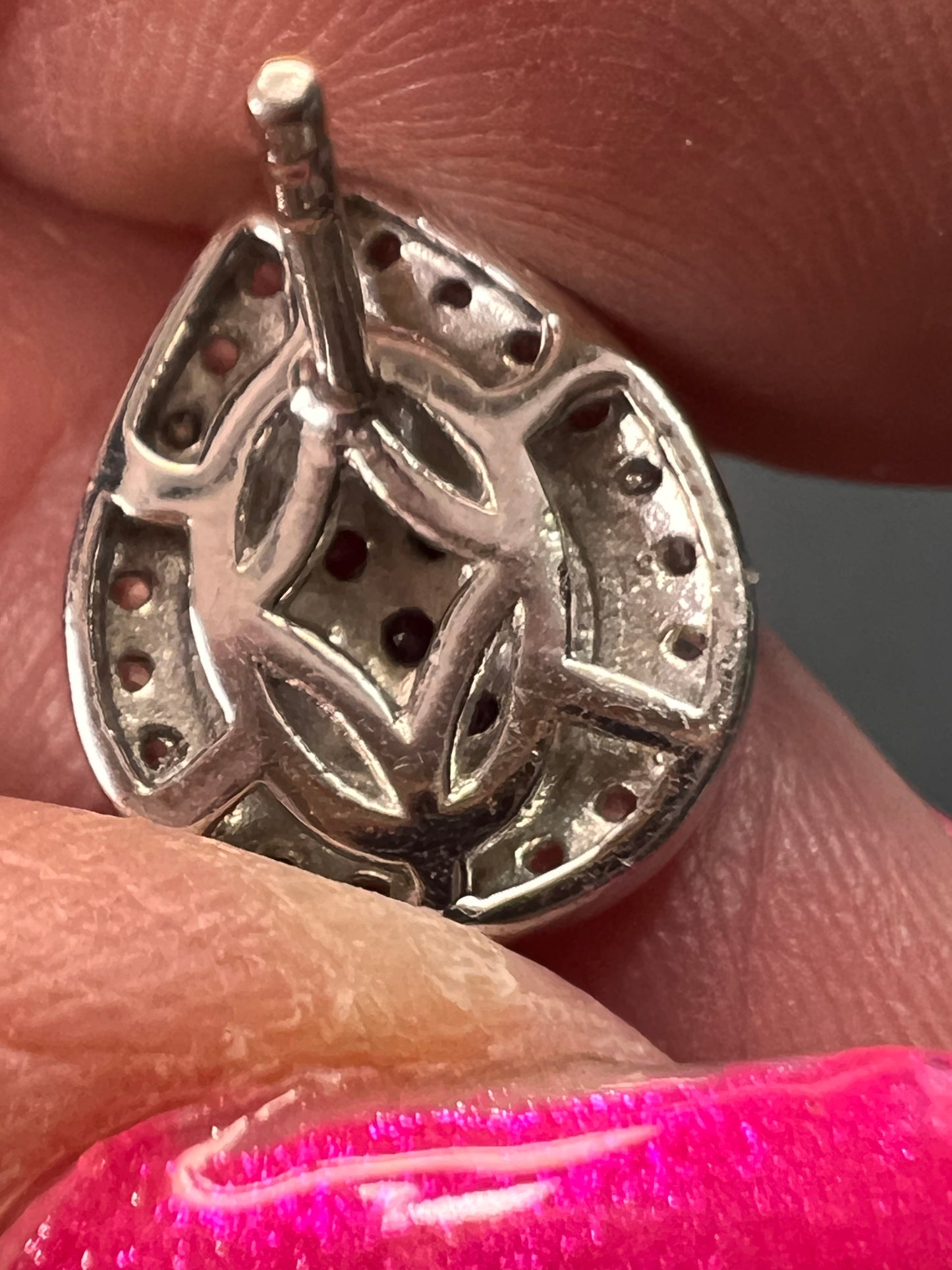 Rhodolite garnet and white topaz teardrop sterling silver post halo earrings