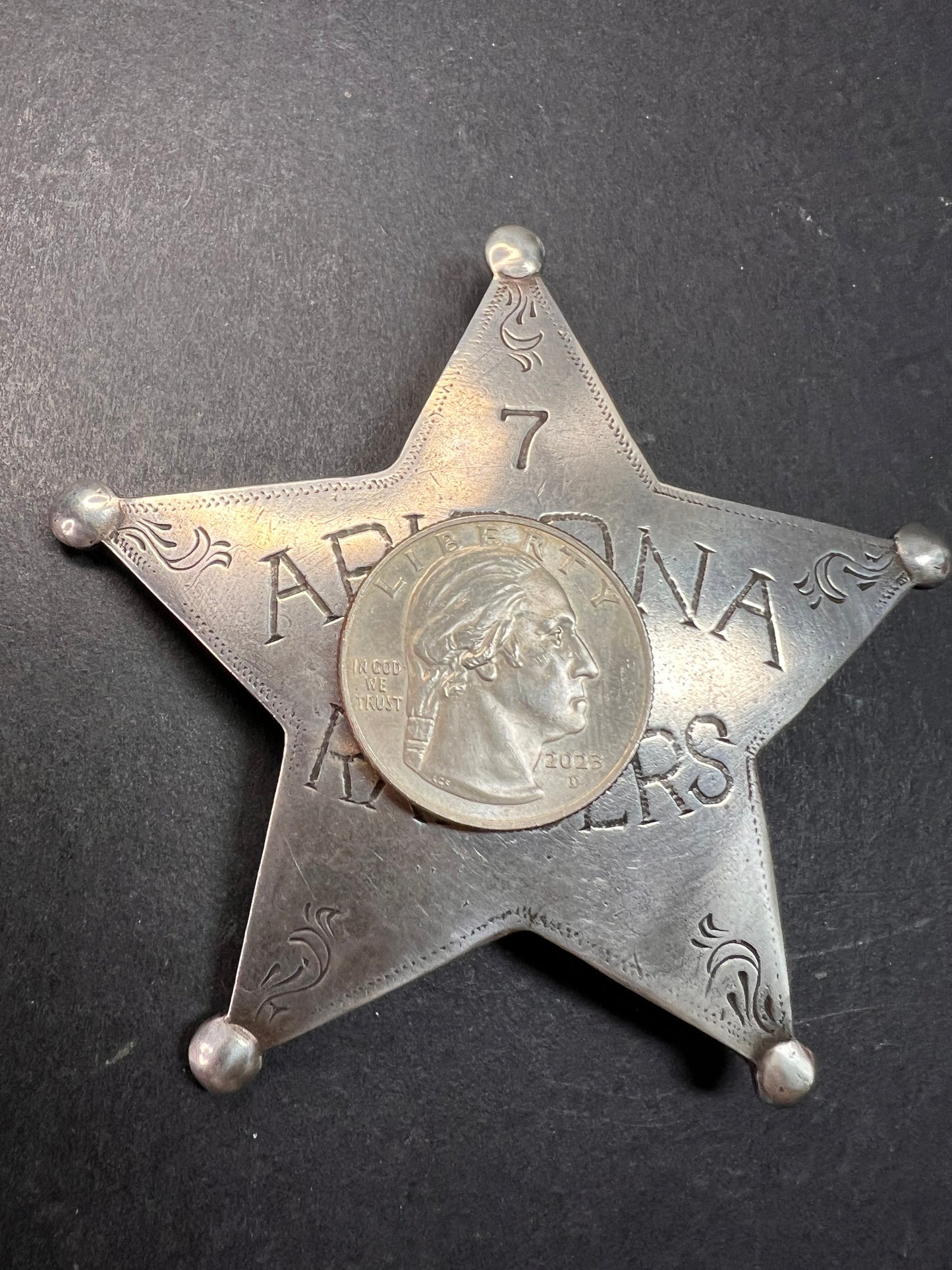 Vintage sterling silver Arizona Rangers 7 badge pin