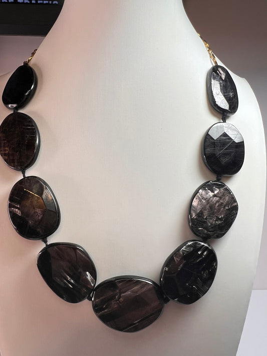 NEW Hypersthene necklace in gold over bronze