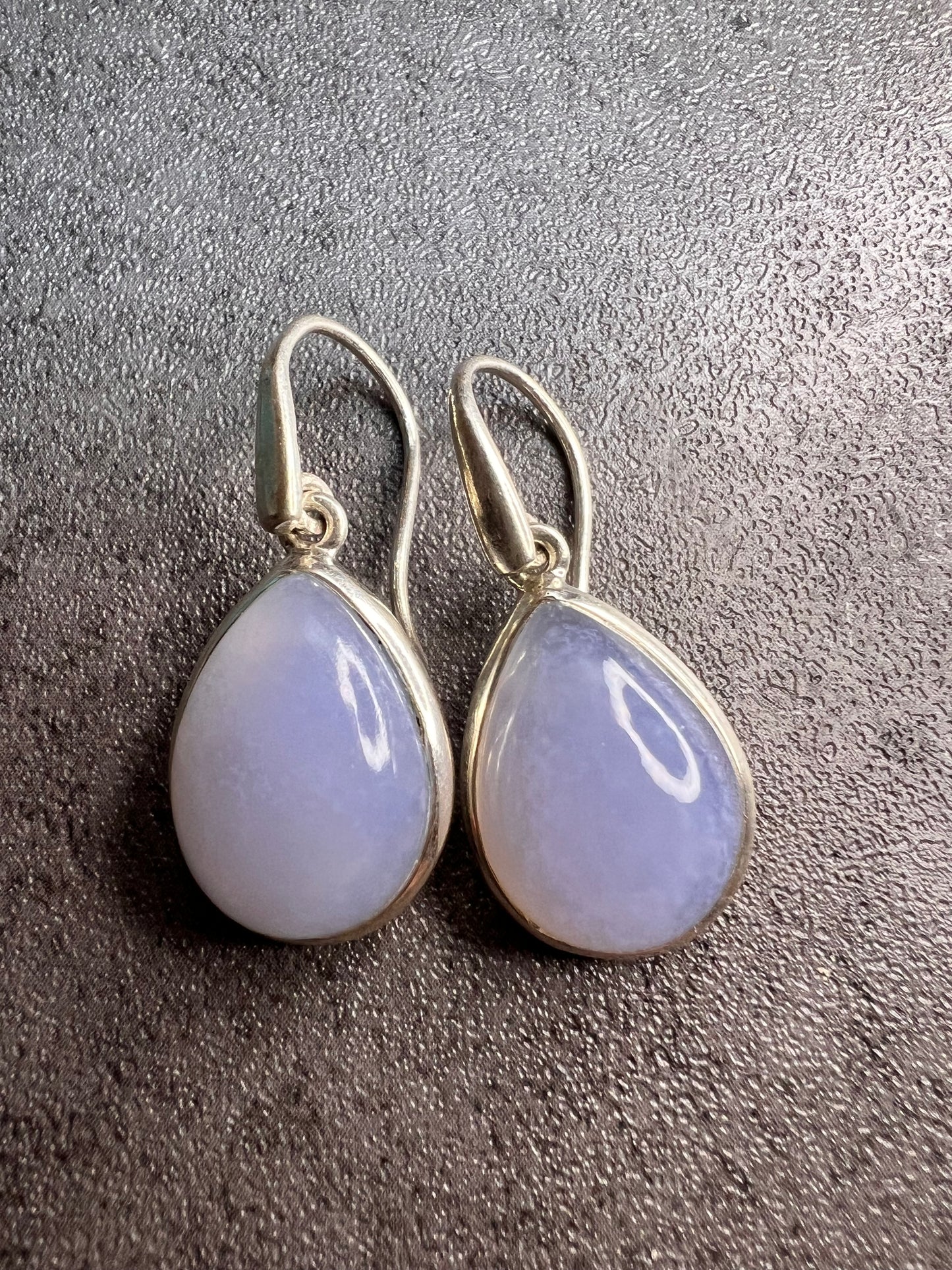 NEW Blue chalcedony sterling silver drop earrings 7.82 grams