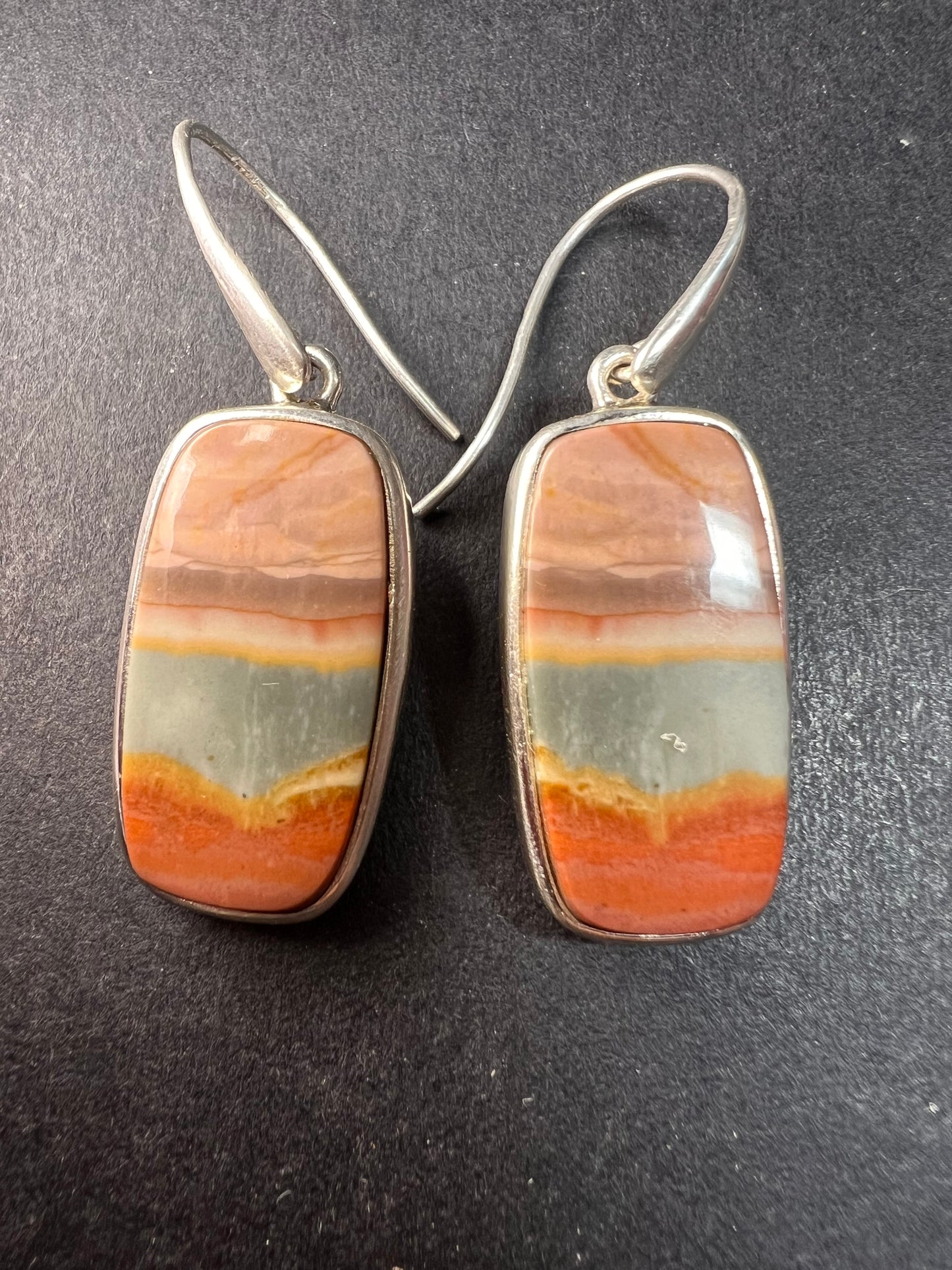 NEW polychrome Jasper sterling silver earrings 9.39 grams