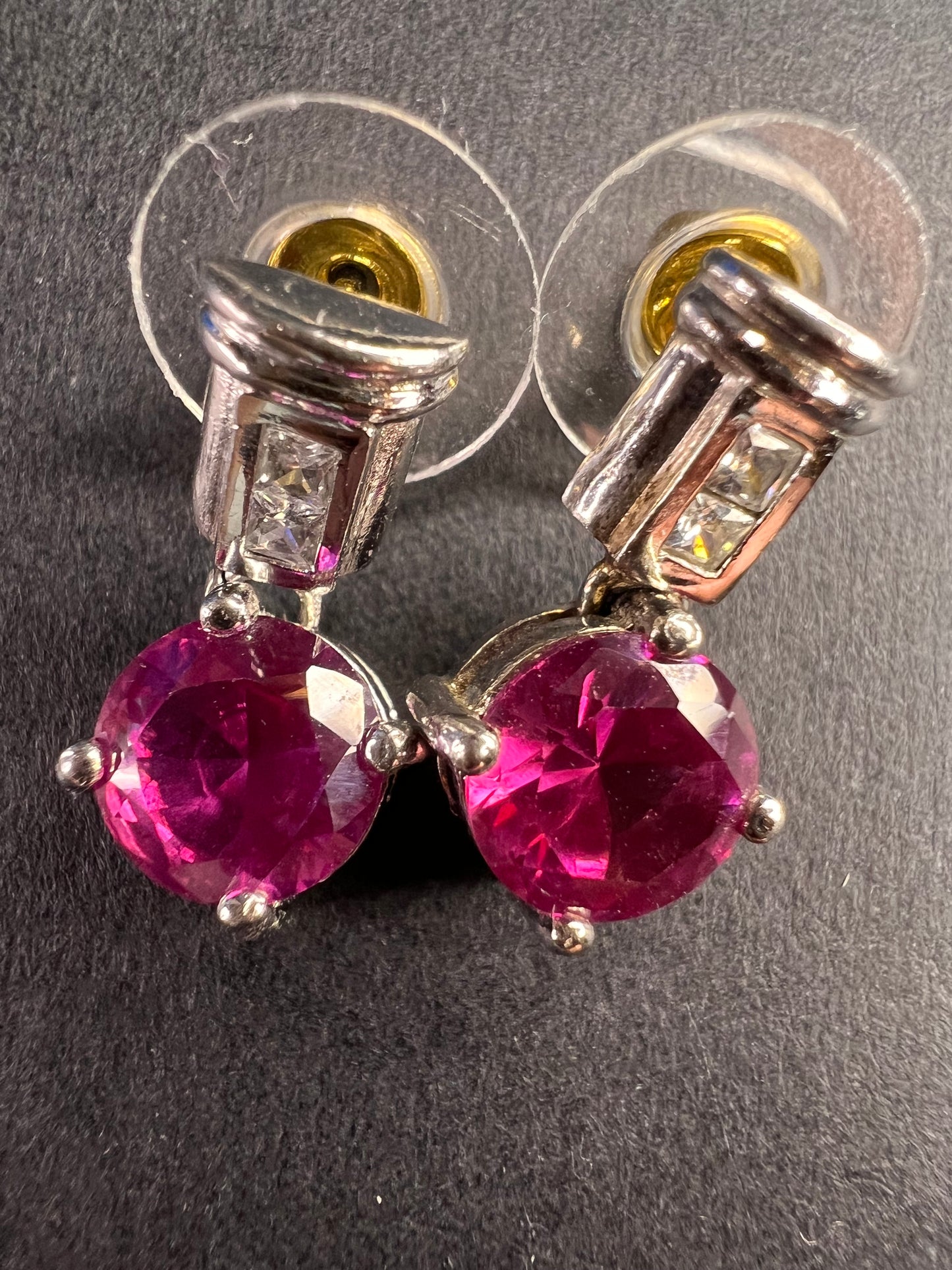 Lab purple sapphire and topaz sterling silver earrings