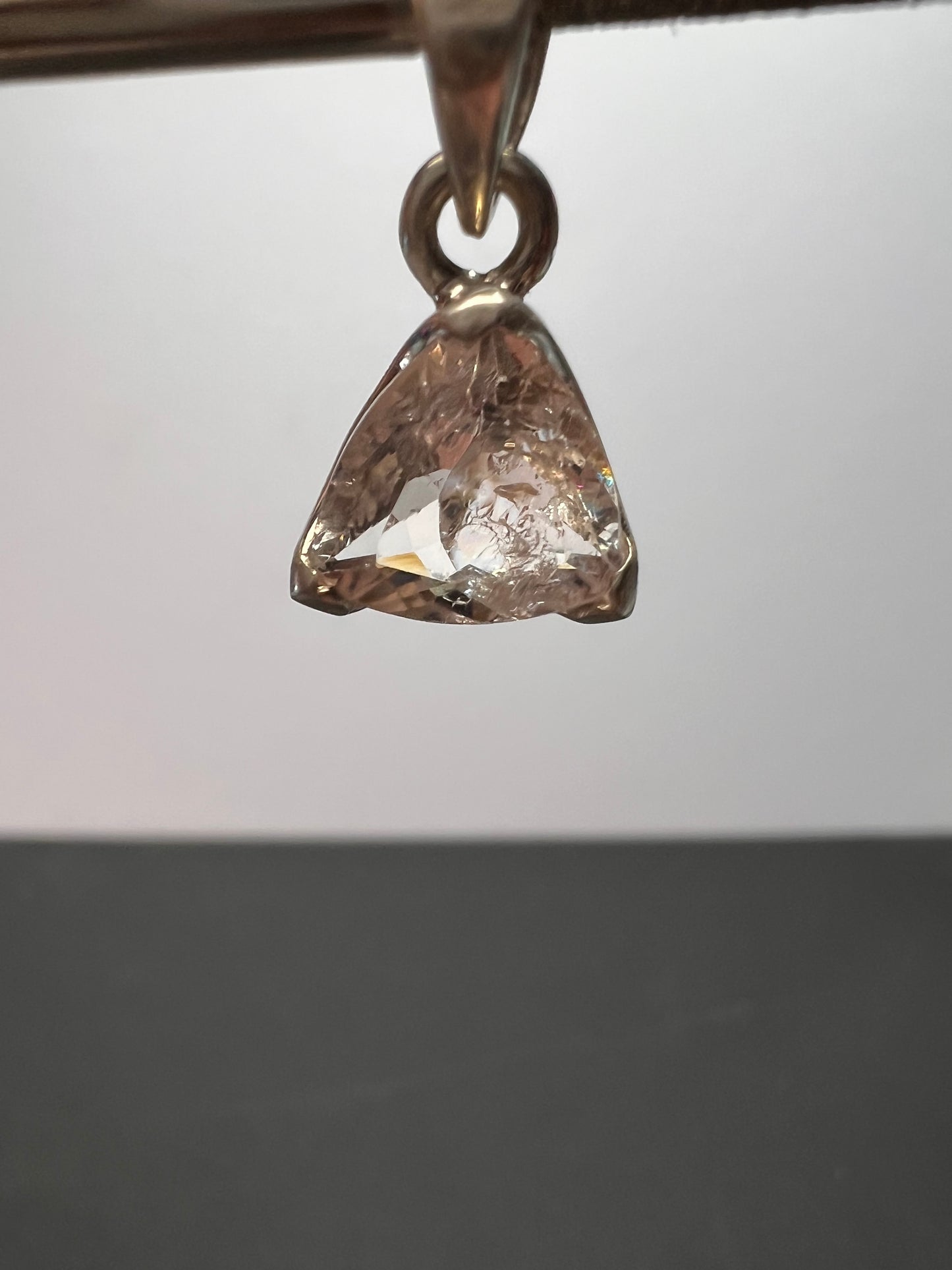 NEW Morganite trillium gemstone sterling silver pendant 2.39 grams