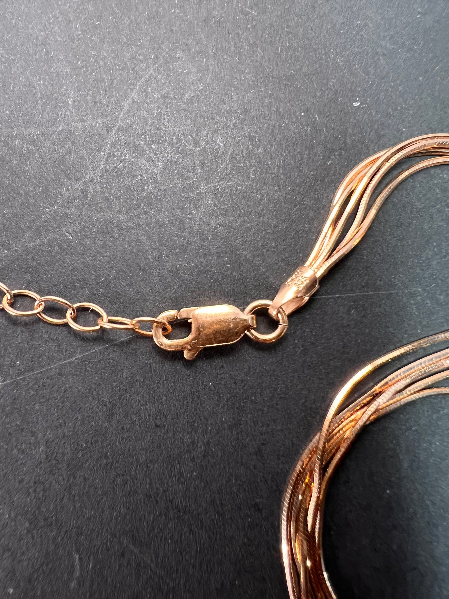 NEW Italian rose gold over sterling silver multi row chain necklace-18 inch