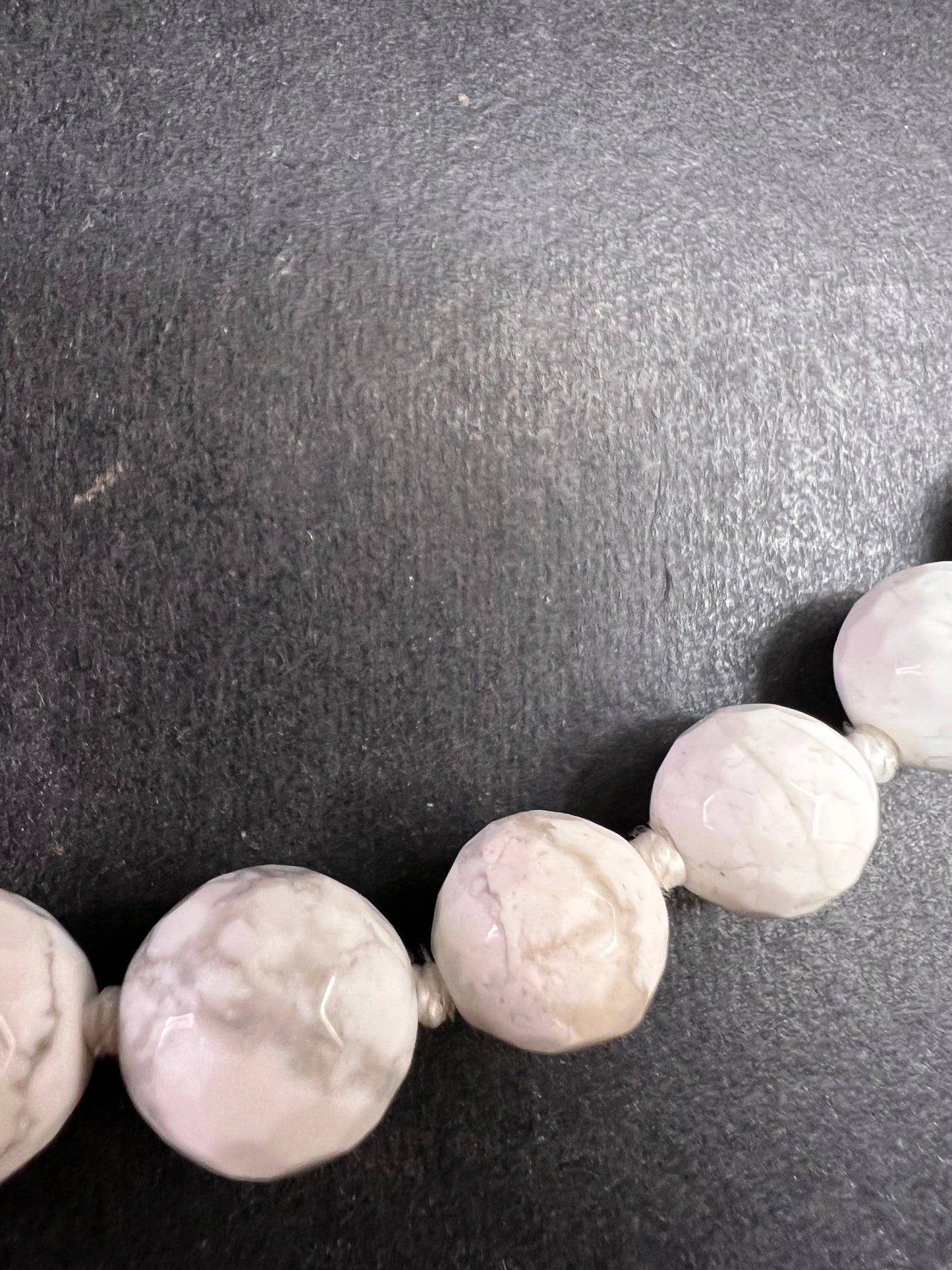 NEW howlite graduated knotted necklace with sterling silver clasp