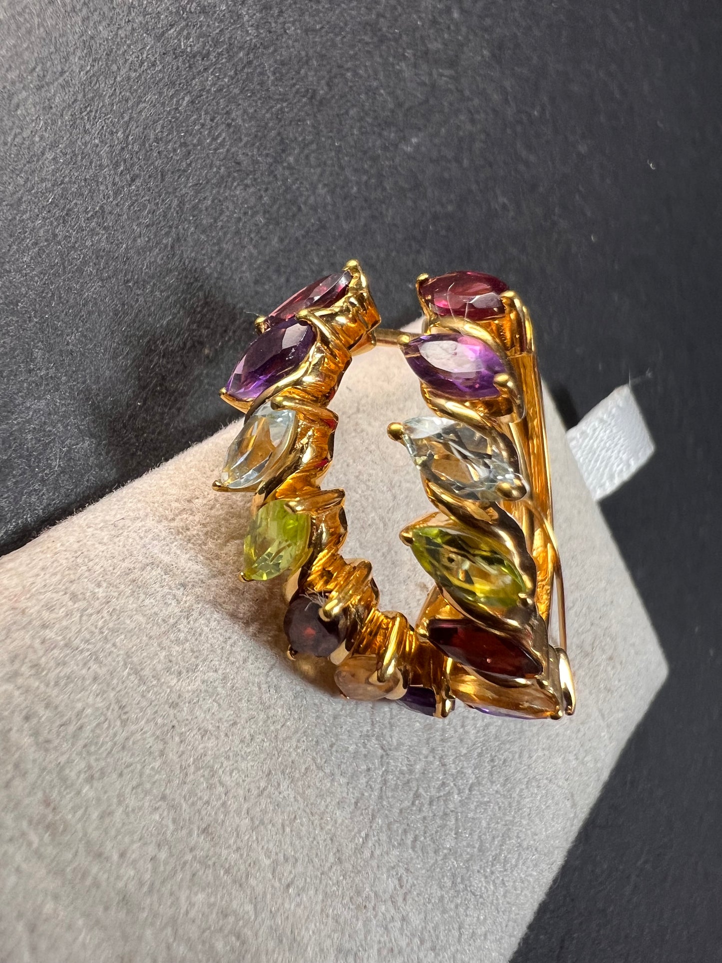 NEW multi gemstone hoop earrings in vermeil gold over sterling silver