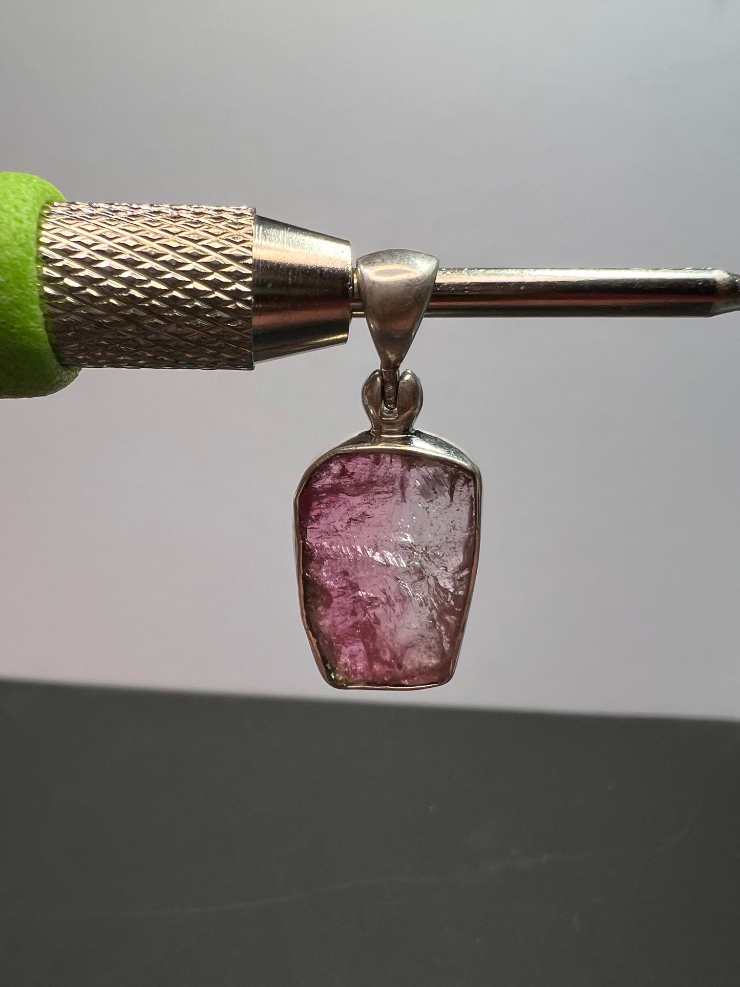 NEW Pink bi color tourmaline sterling silver pendant 2.32 grams