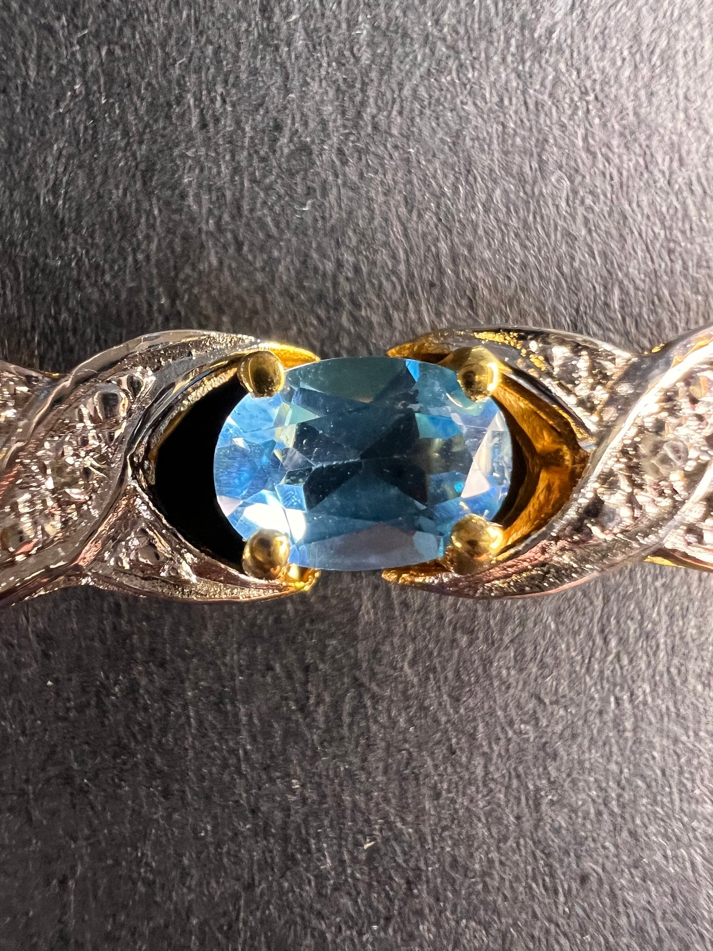 Vintage blue topaz and diamond gold over sterling silver tennis bracelet
