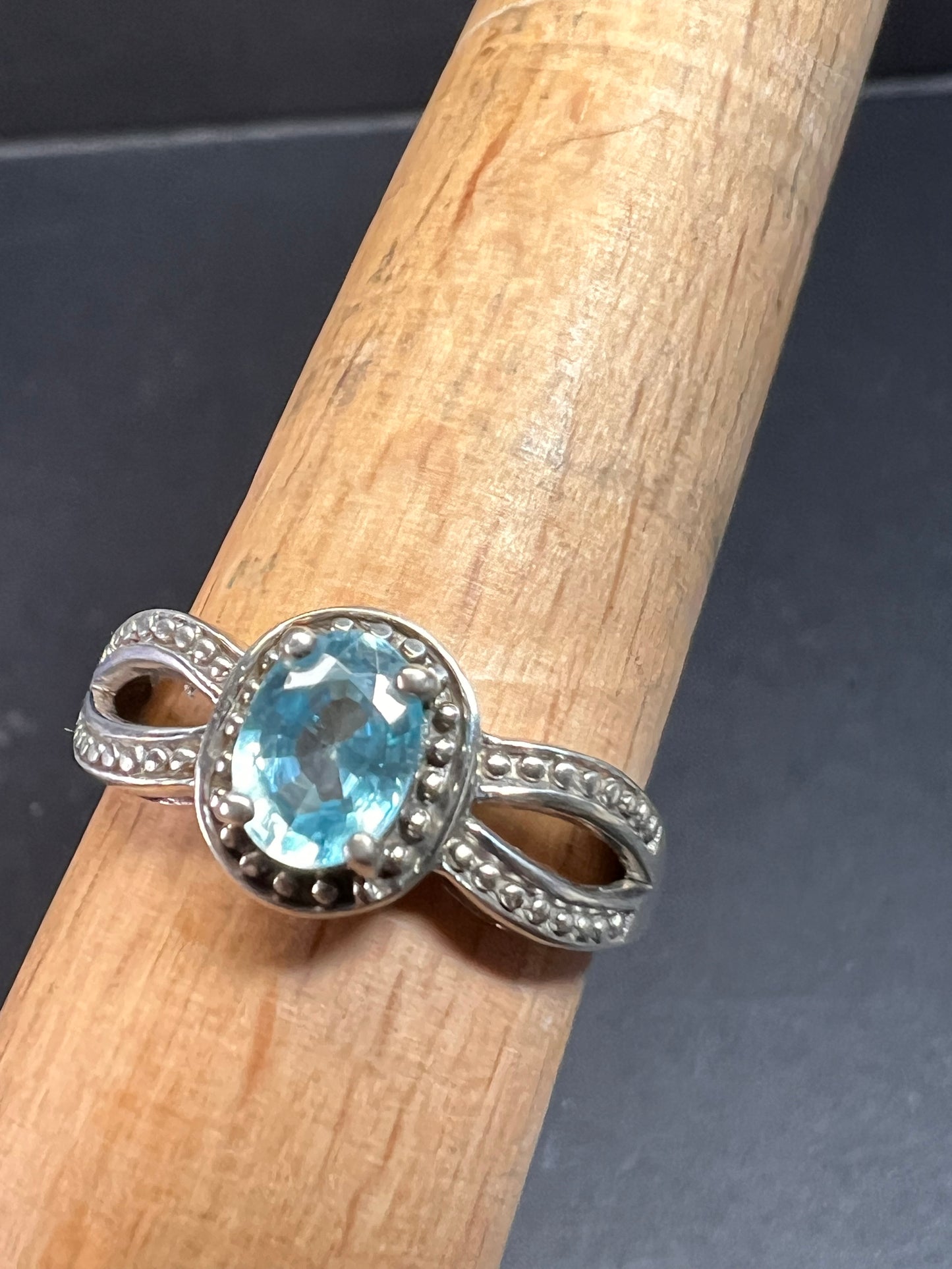 Blue topaz sterling silver ring size 9