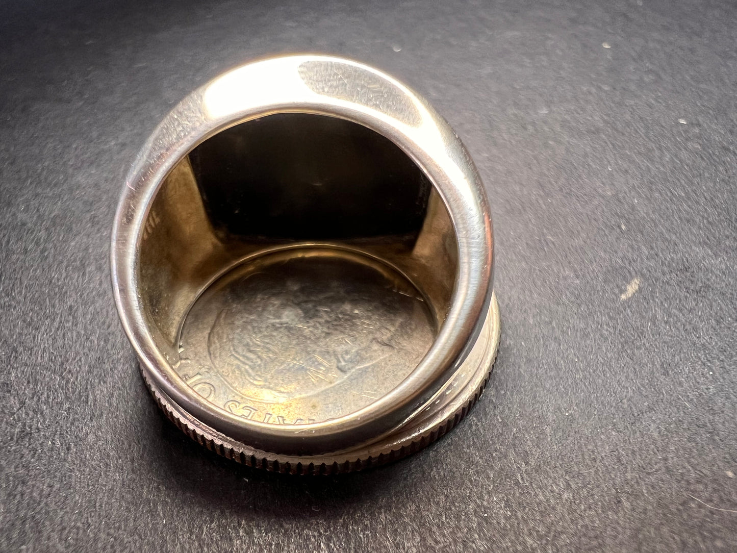 Vintage sterling silver black onyx ring size 5