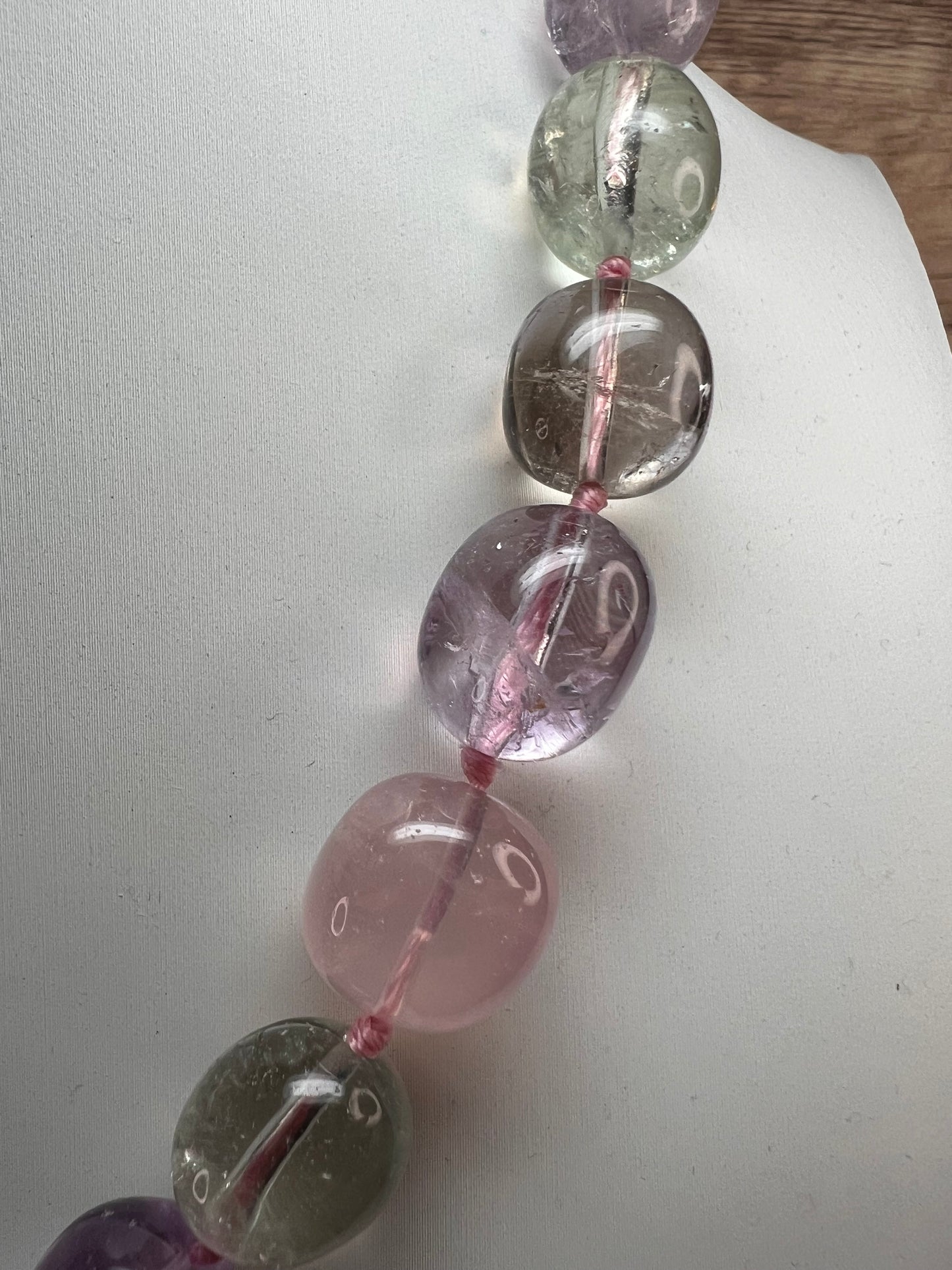 NEW Multi quartz knotted 18 inch necklace with 925 magnetic clasp