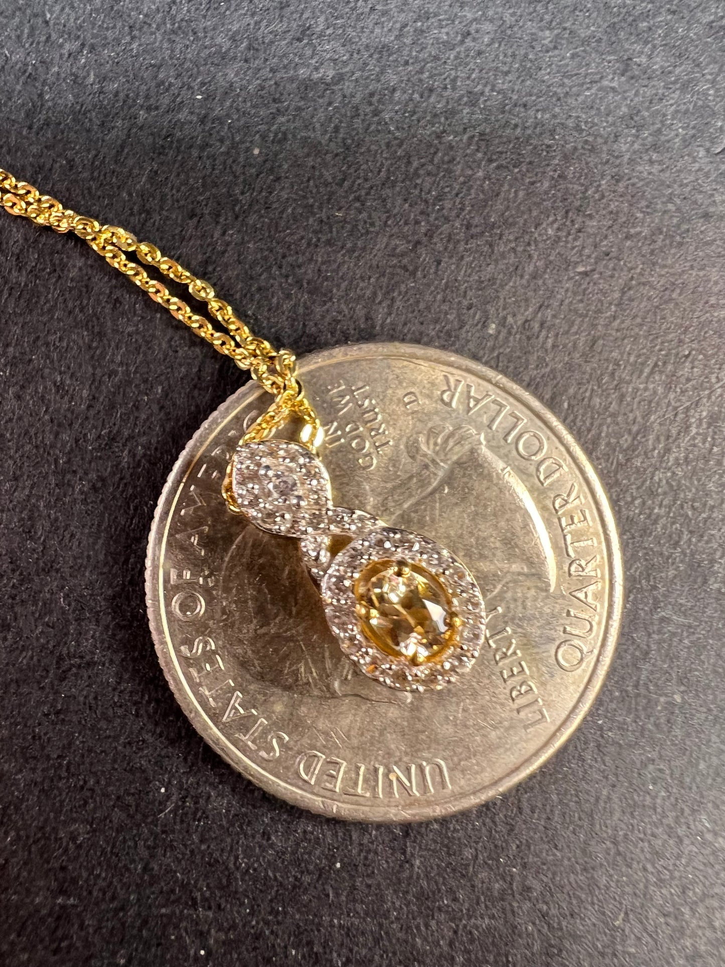 NEW Golden Imperial Topaz pendant necklace in vermeil yellow gold over sterling silver 20 inches