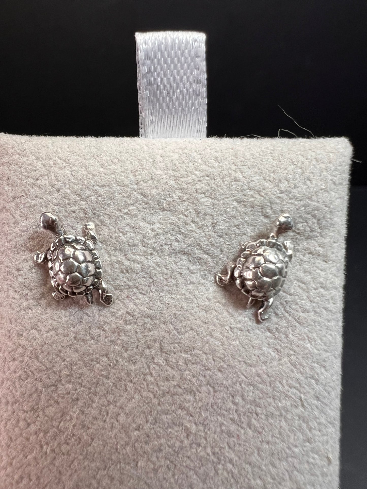 Tiny sterling silver turtle stud earrings