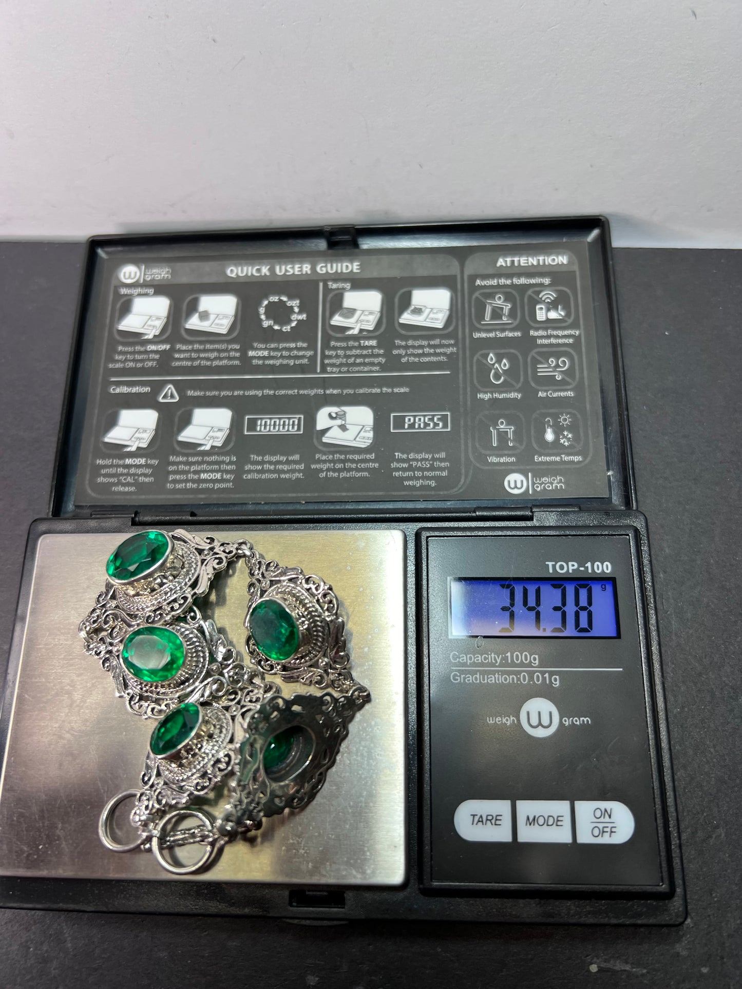 The Green Queen vintage Sterling silver toggle bracelet with green quartz