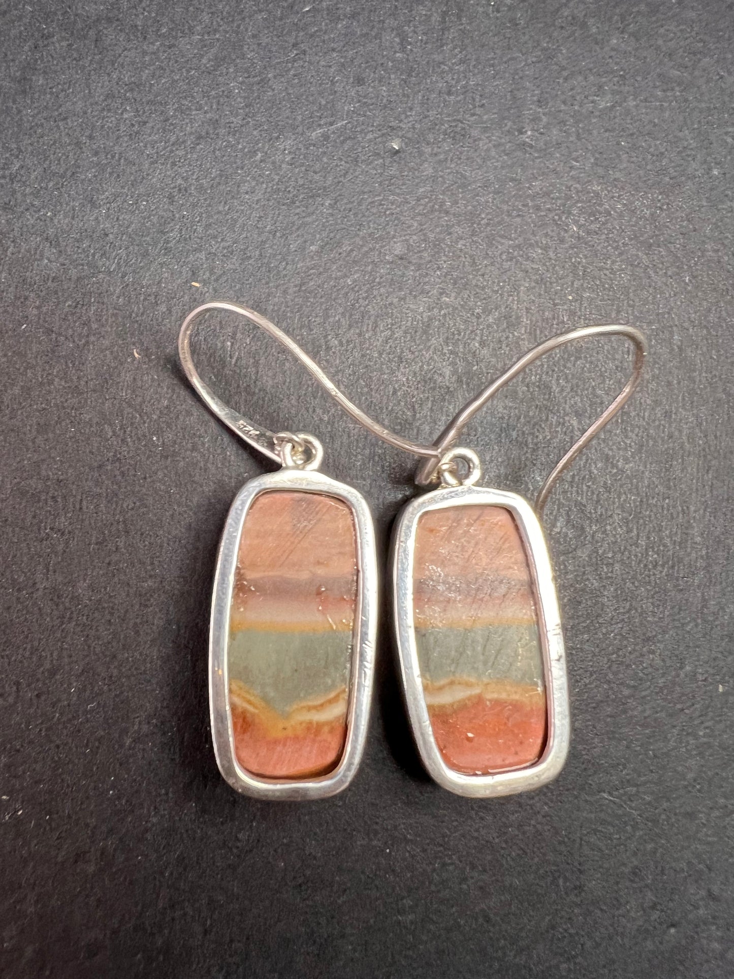 NEW polychrome Jasper sterling silver earrings 9.39 grams