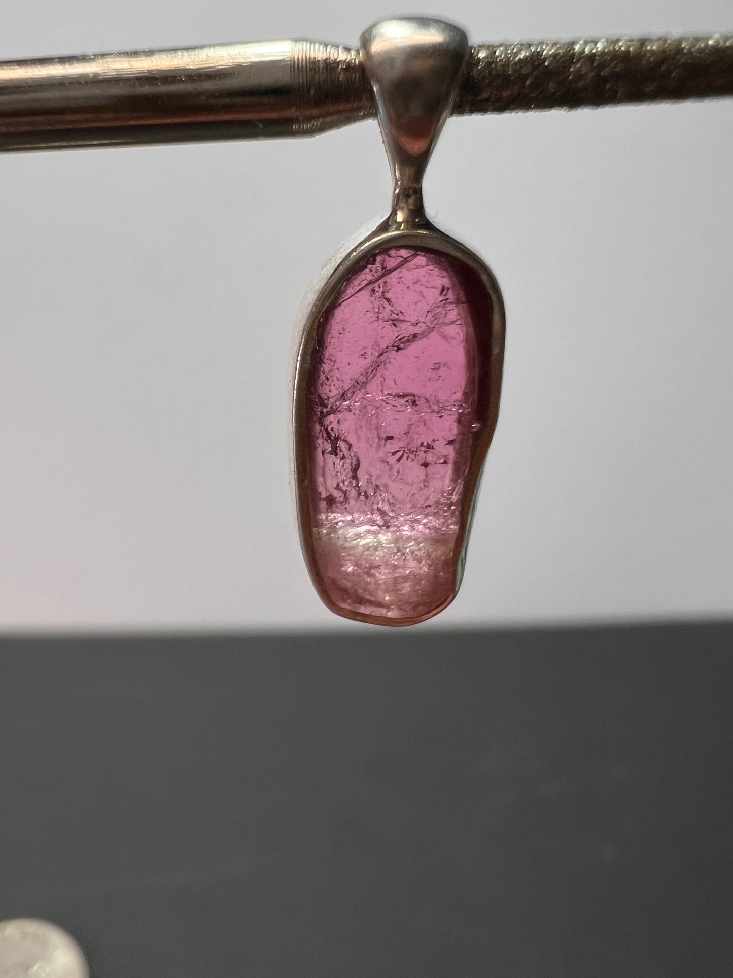 NEW pink/ bi color tourmaline sterling silver pendant 1.28 grams
