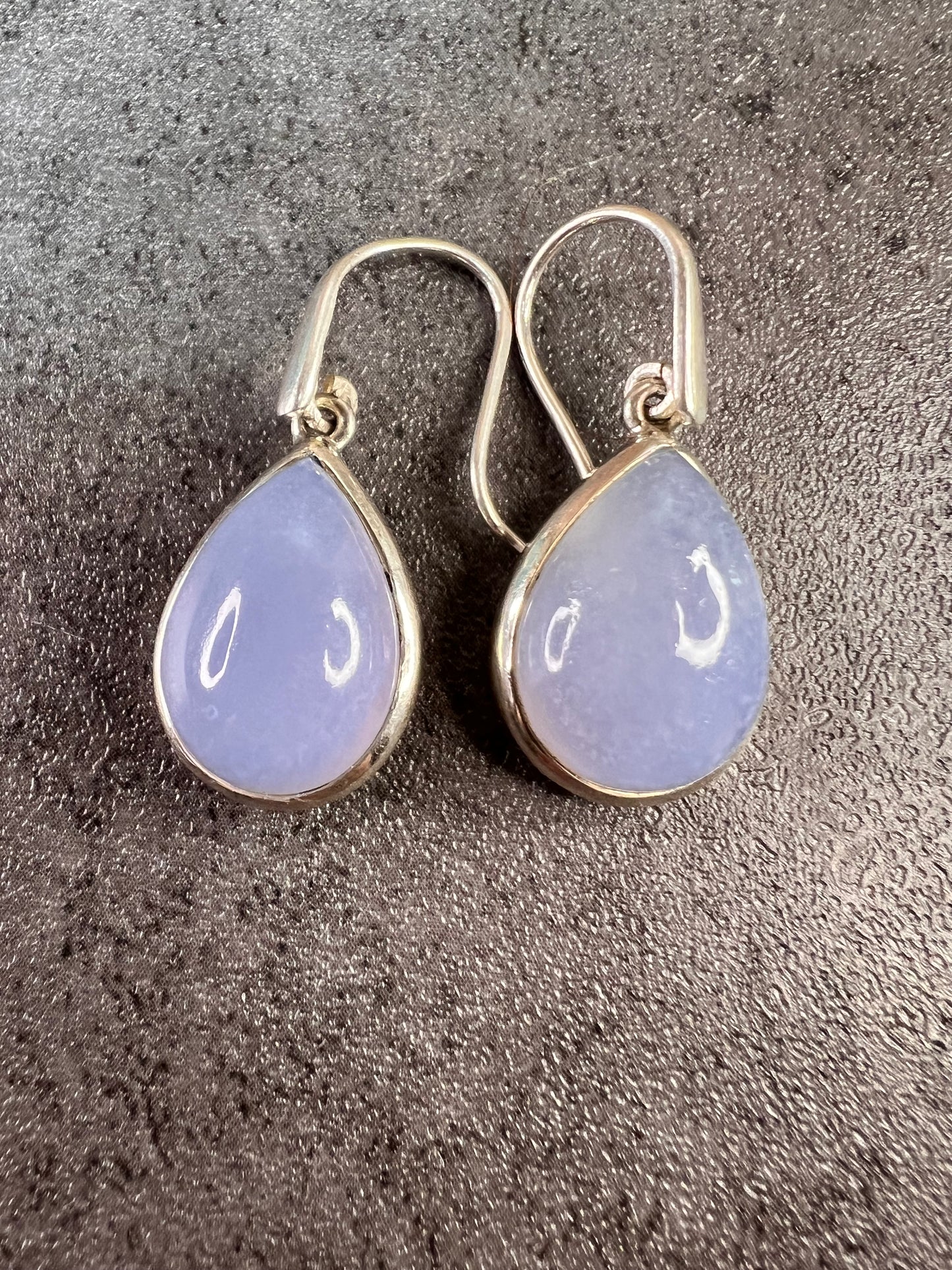 NEW Blue chalcedony sterling silver drop earrings 8.61 grams