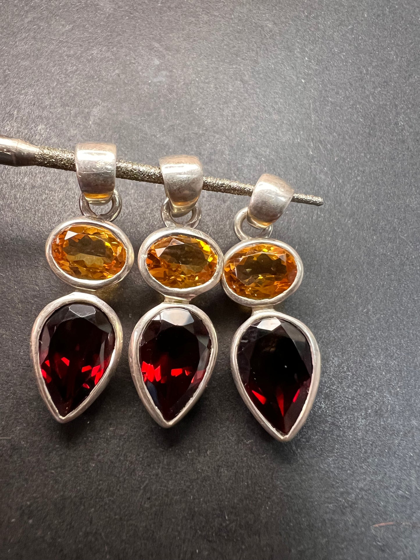 NEW citrine and garnet sterling silver pendant