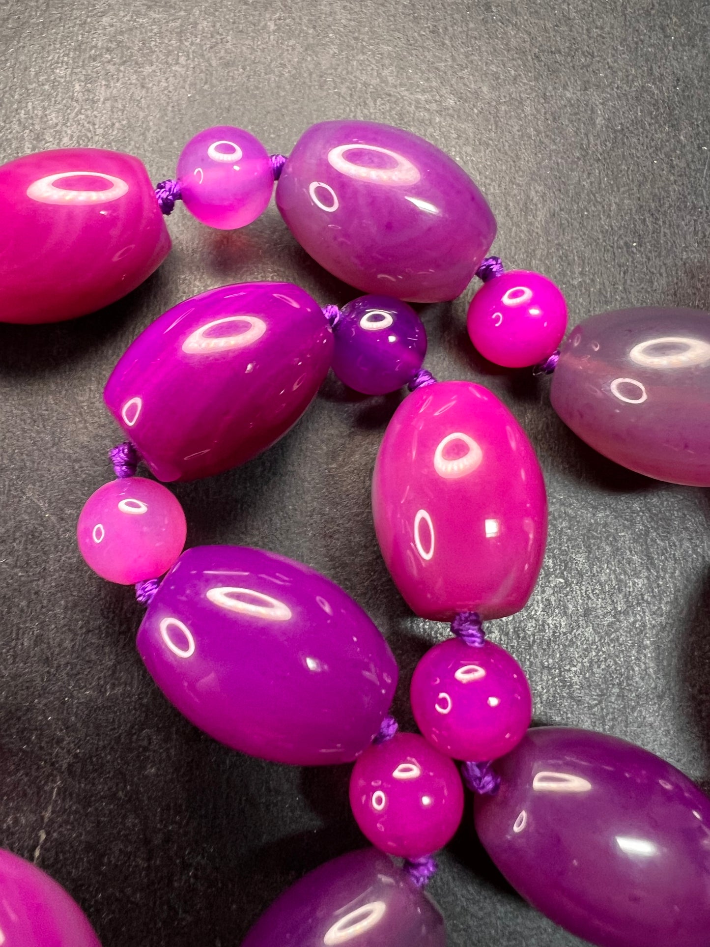 NEW purple agate 18 inch necklace with sterling silver clasp