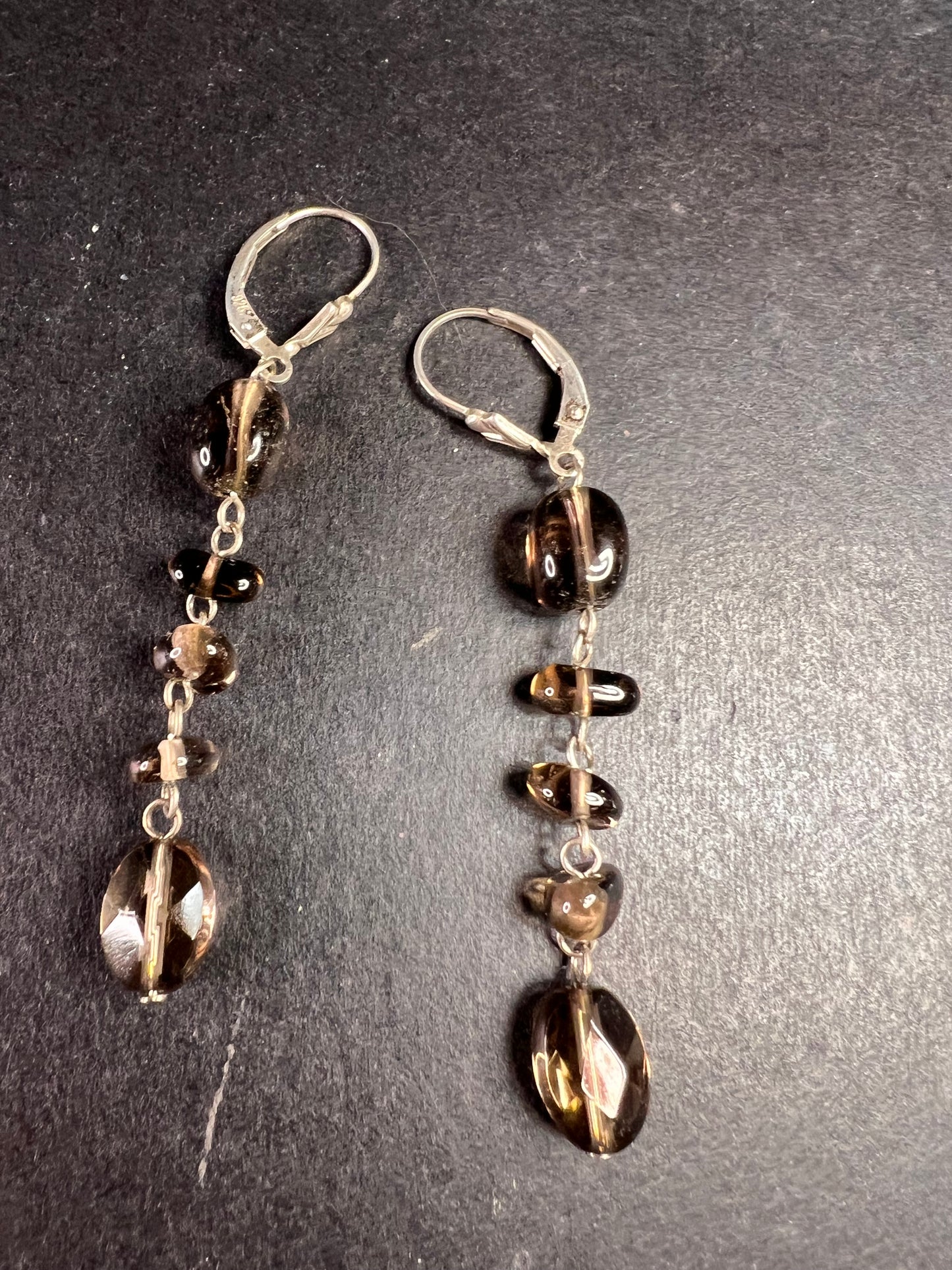 NEW Nate & Etan smoky quartz sterling silver dangle earrings