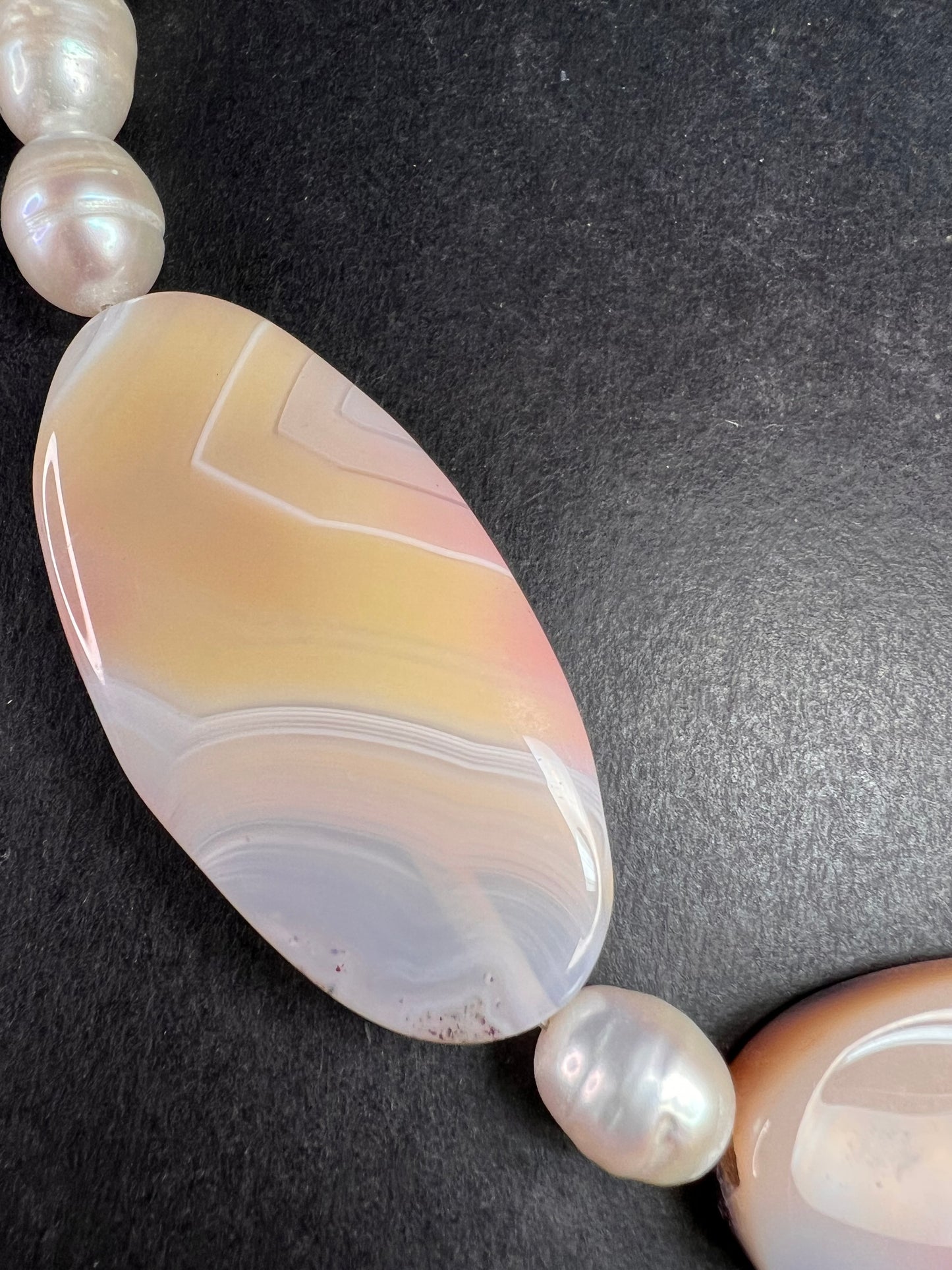 NEW freshwater pearl and agate necklace with sterling silver clasp