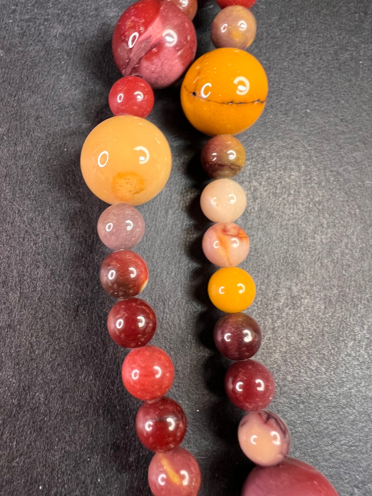 NEW Mookaite Jasper station 36 inch necklace with sterling silver clasp