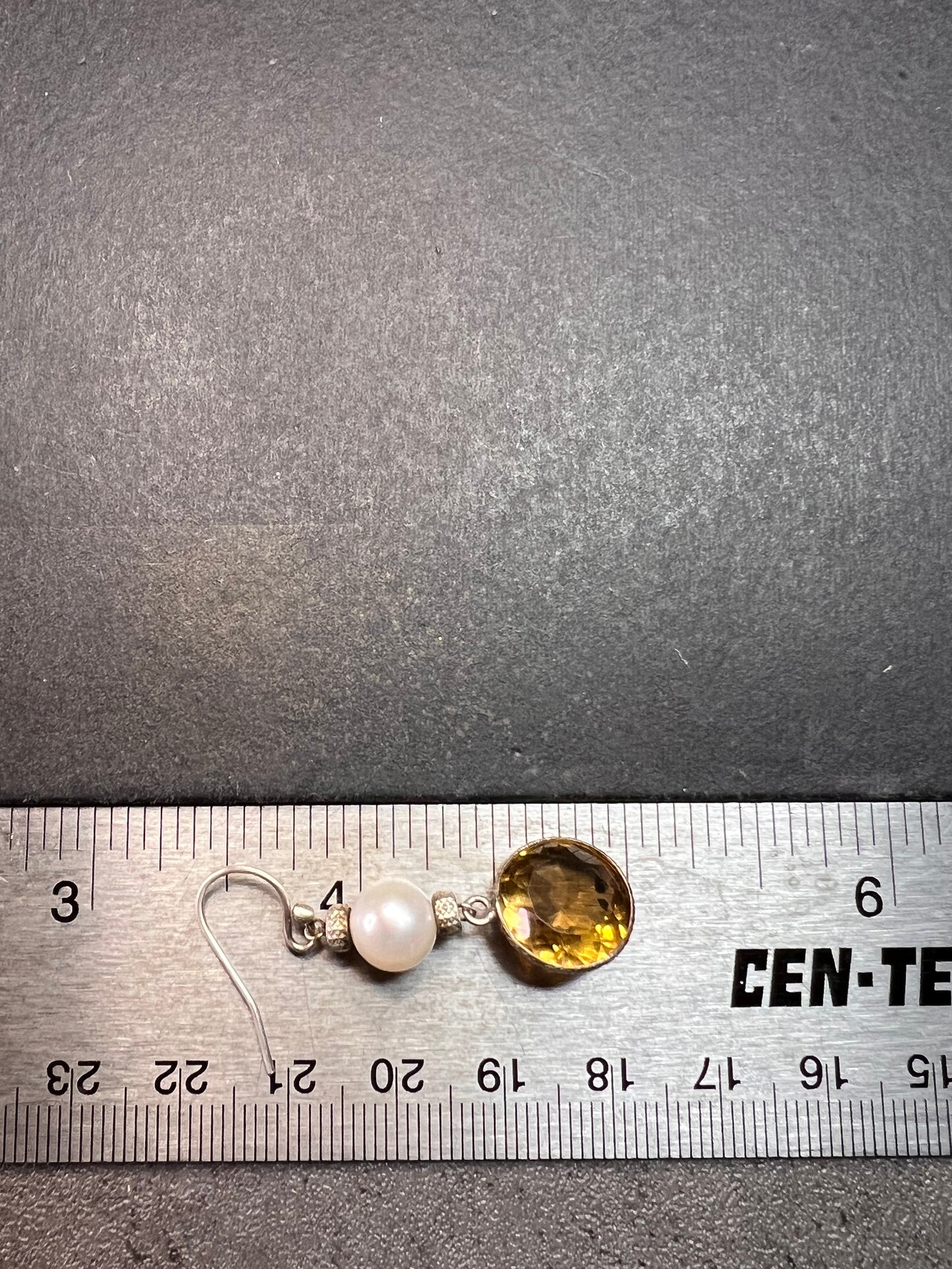Citrine and pearl sterling silver dangle earrings